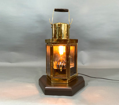 Vintage British Make Brass Ship Lantern 1930's Nautical Oil Lamp