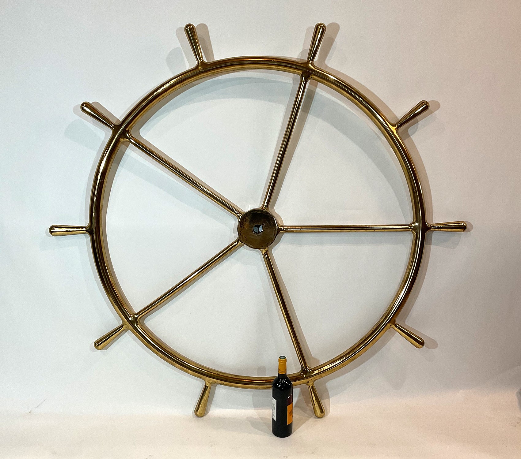 Massive Solid Brass Ships Wheel - Lannan Gallery