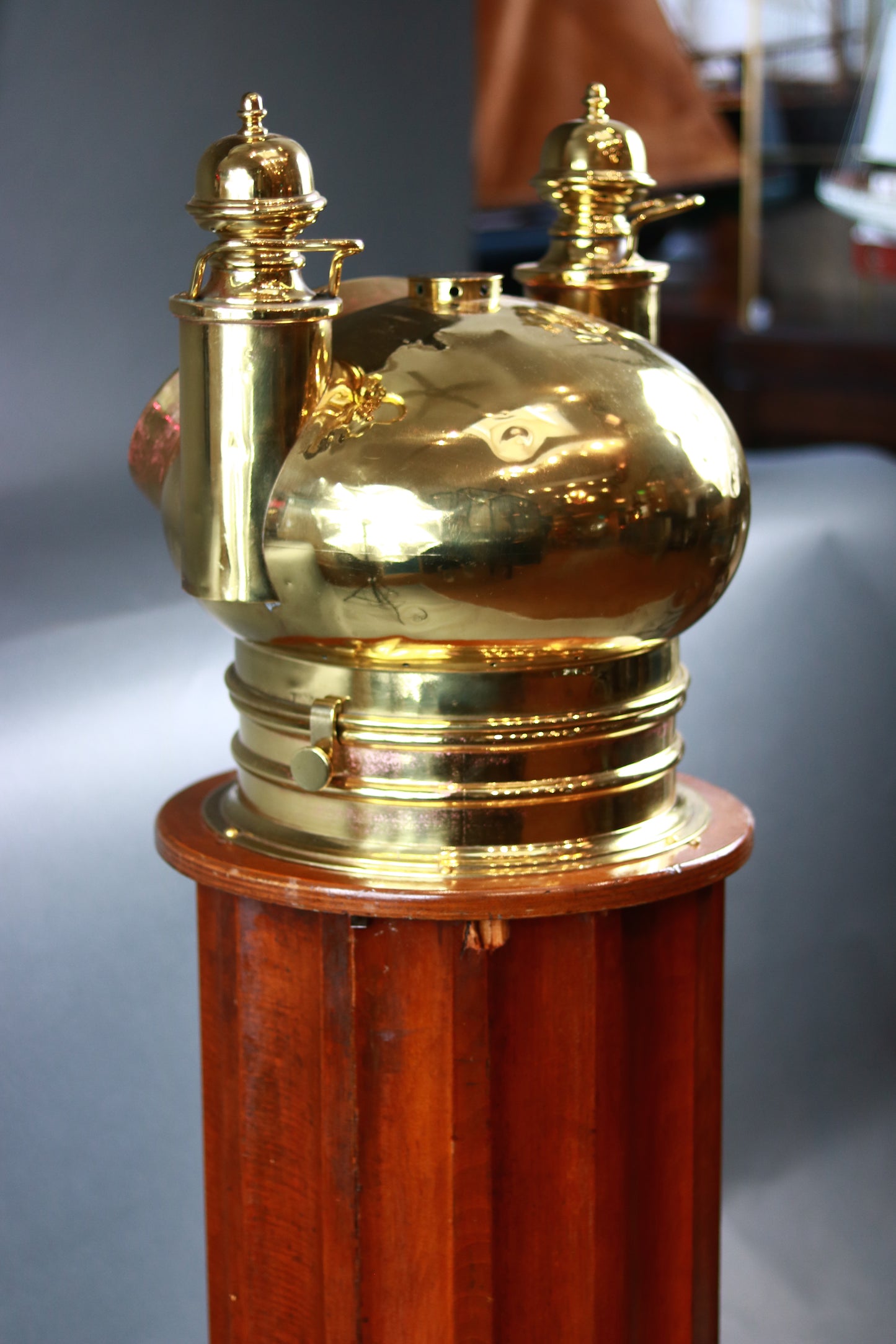 Negus | Brass Ship's Binnacle on Mahogany Stand - Lannan Gallery