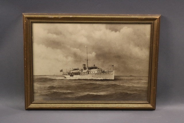 Original Gouache of Yacht "Caritas" - Lannan Gallery