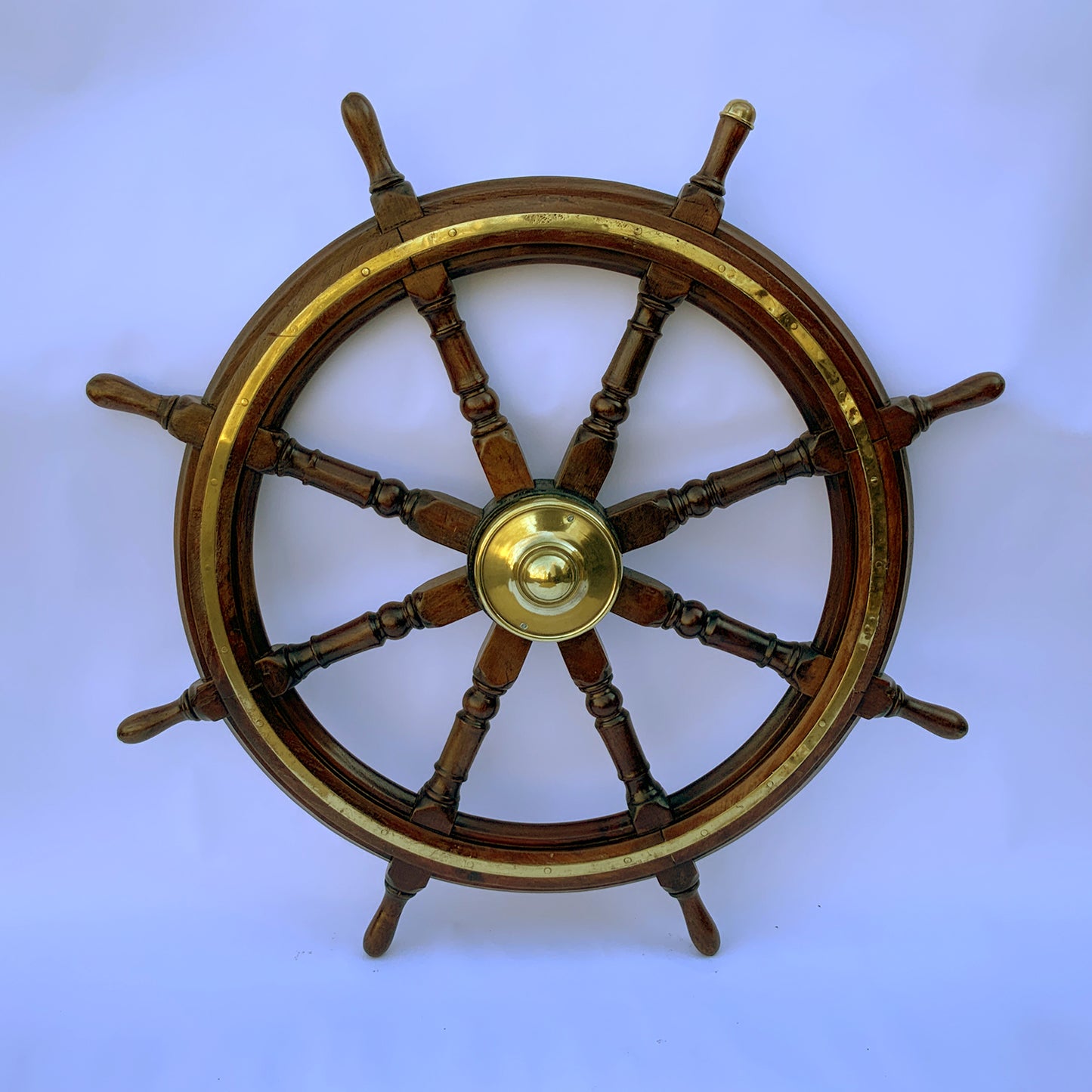 Antique Wood And Brass Ship's Wheel - Lannan Gallery