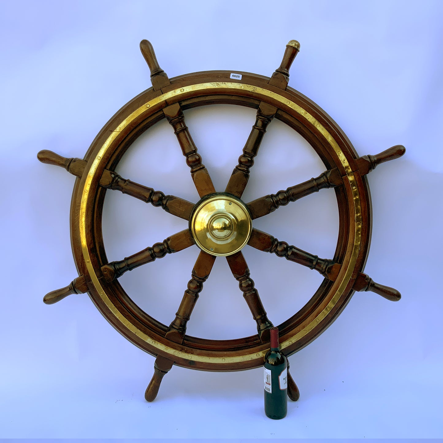 Antique Wood And Brass Ship's Wheel - Lannan Gallery