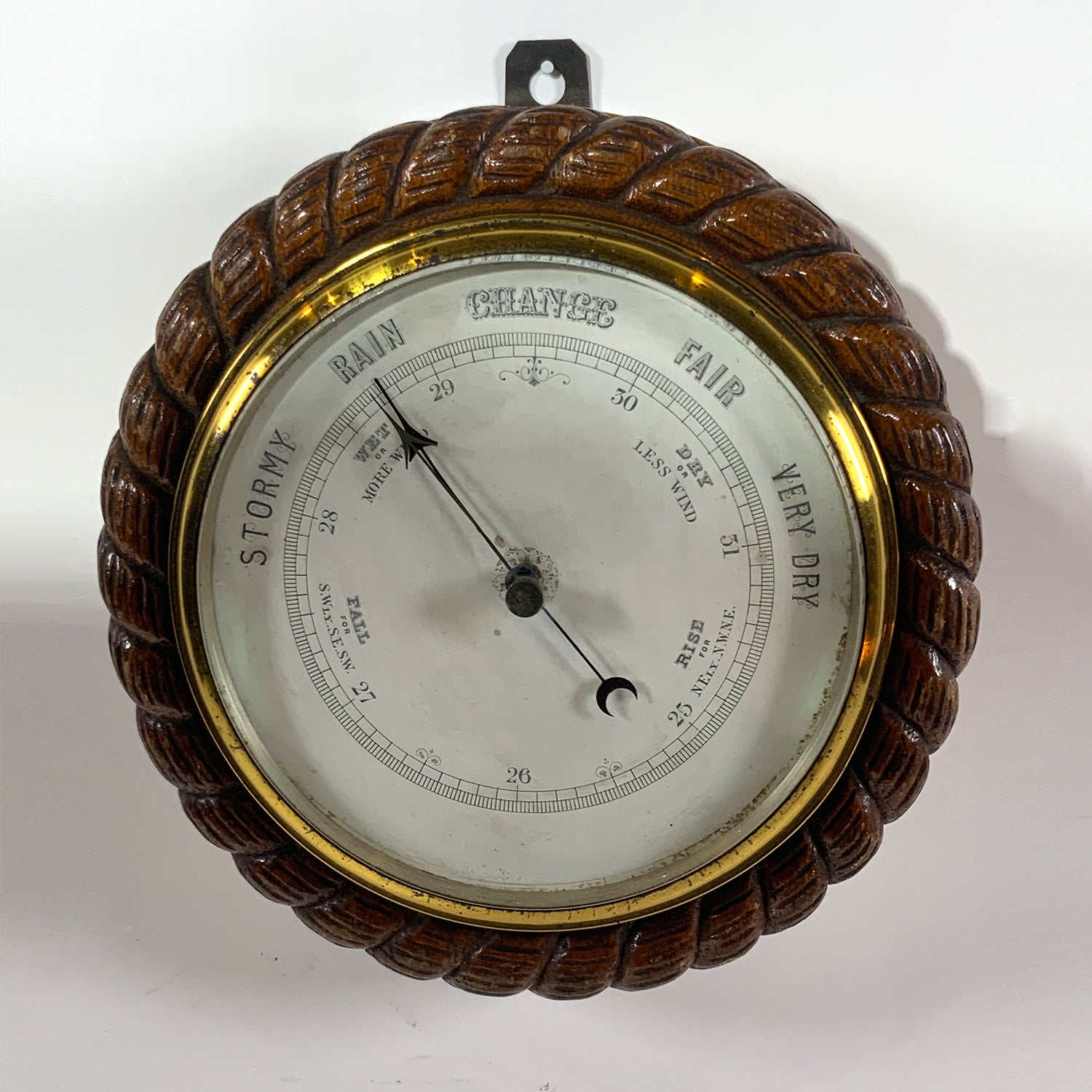 English Marine Barometer With Rope Carved Case - Lannan Gallery