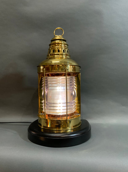 F.H. Lovell Co. Solid Brass Ships Lantern with Fresnel Glass Lens - Lannan Gallery