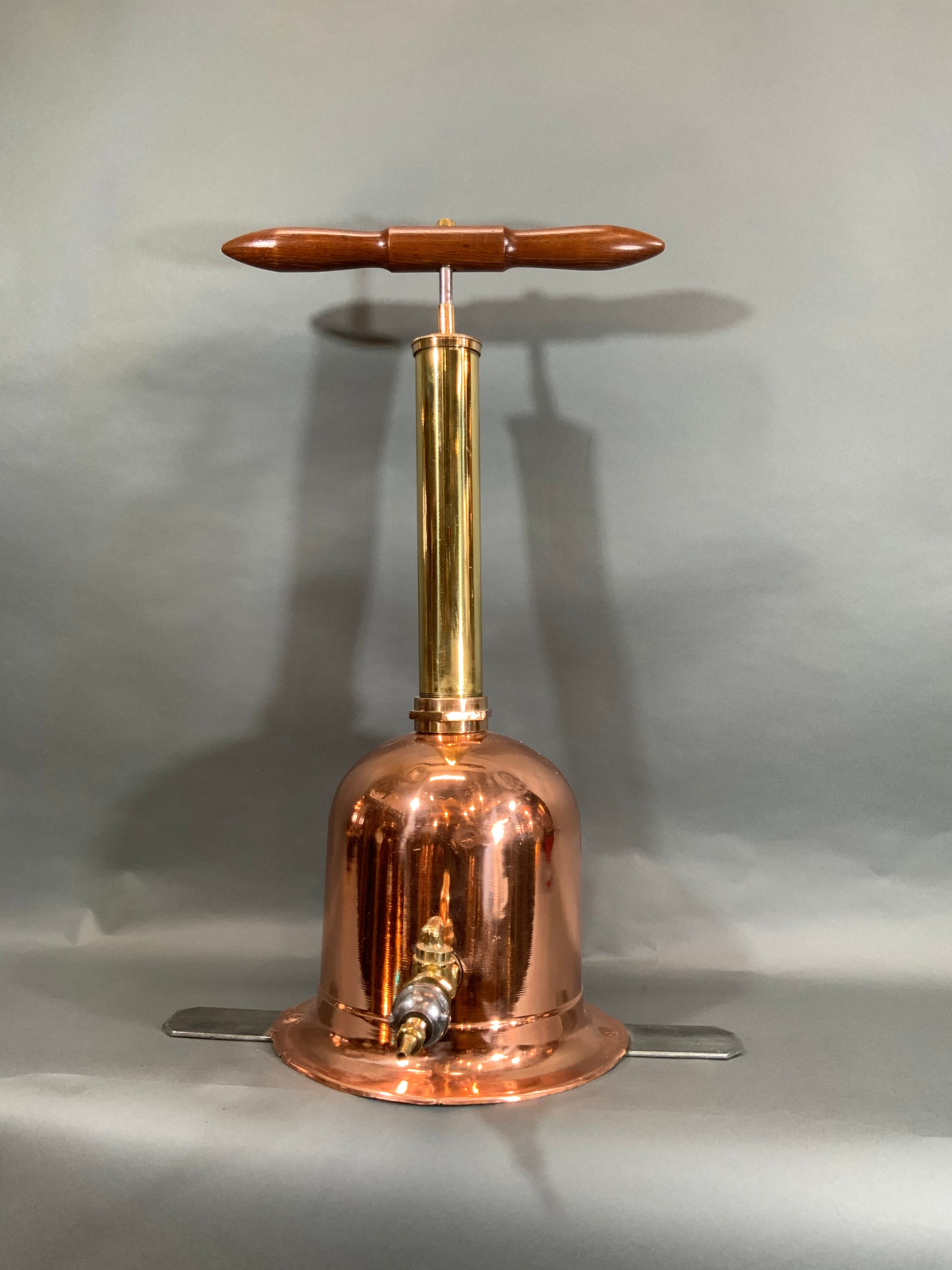 Copper and Brass Fresh Air Diver's Pump with Wood Handle - Lannan Gallery
