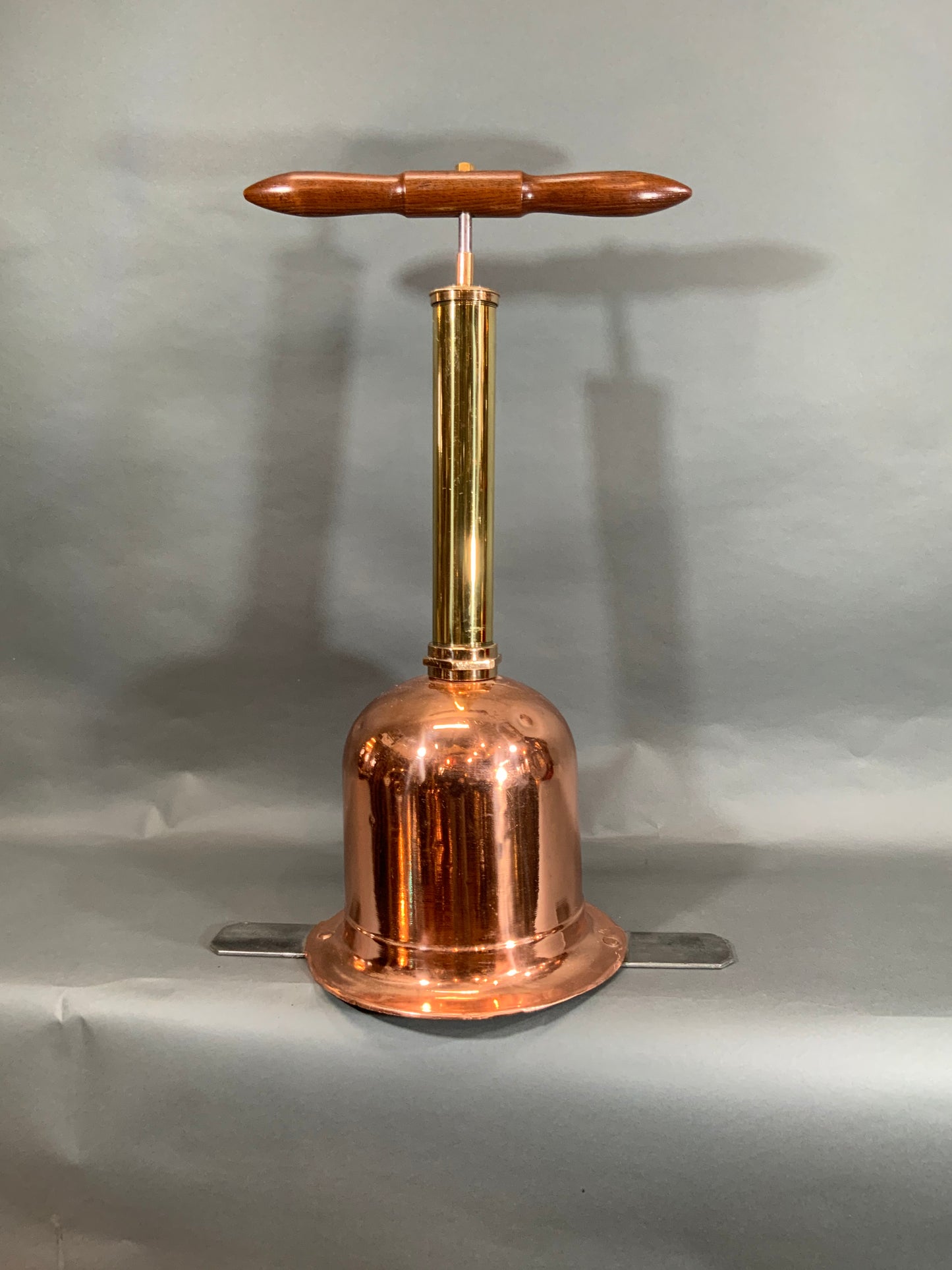 Copper and Brass Fresh Air Diver's Pump with Wood Handle - Lannan Gallery