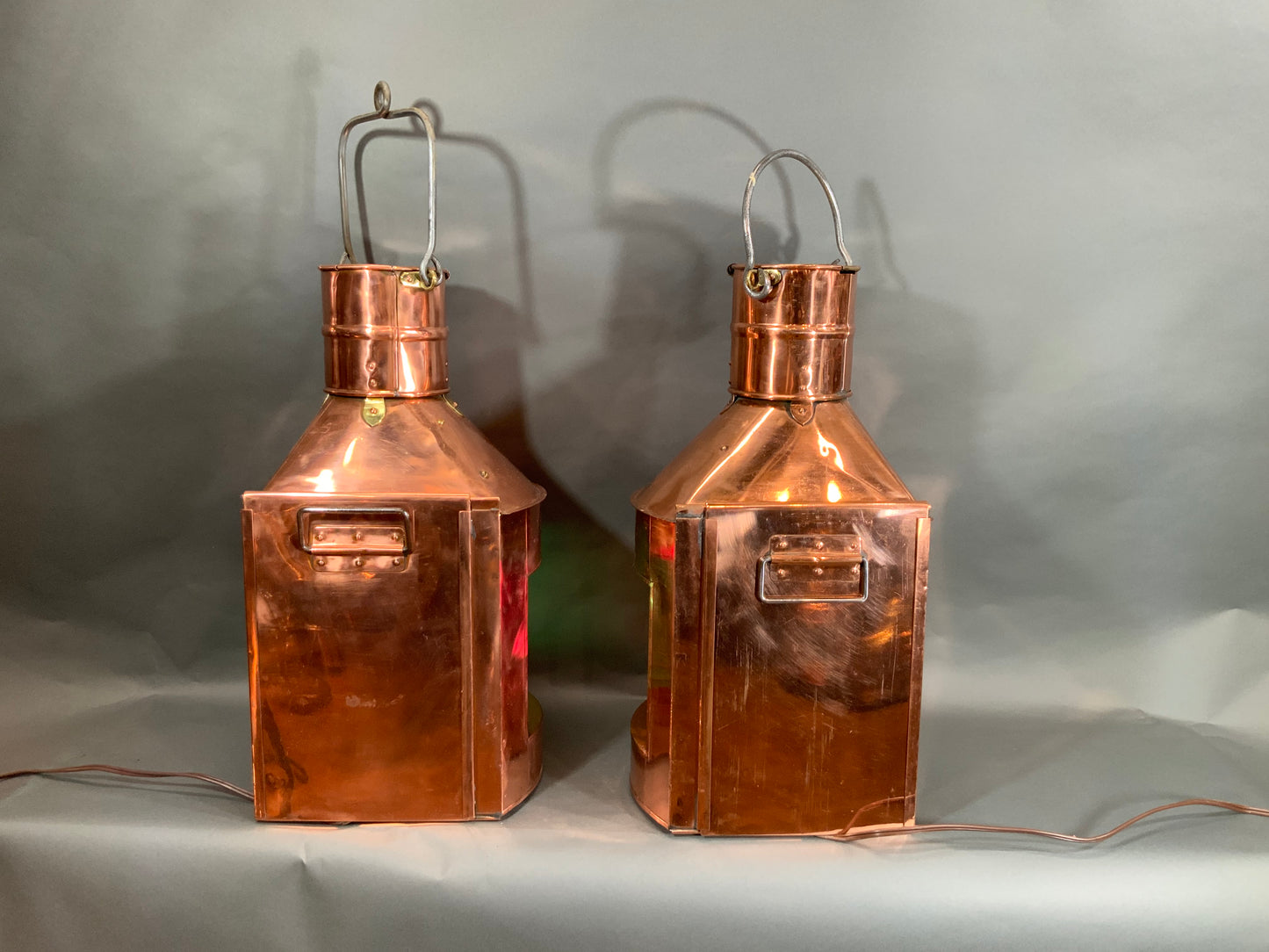 Pair of Solid Copper Port and Starboard Lights by "Griffiths & Sons" - Lannan Gallery