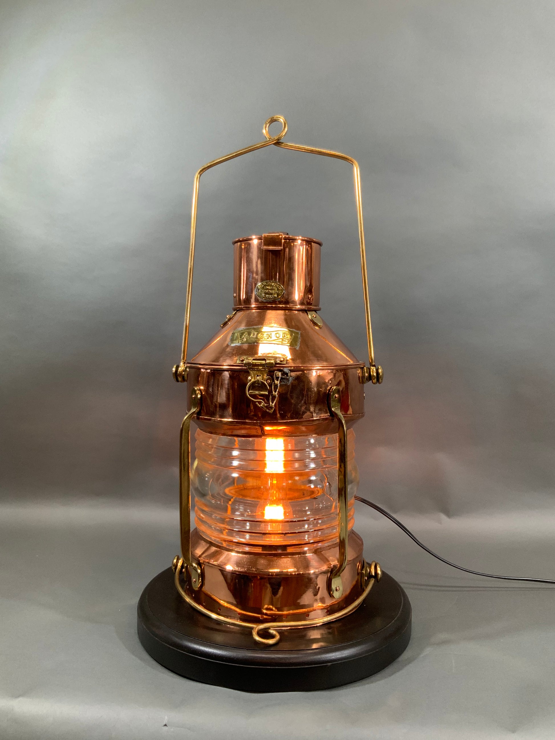 Ship's Anchor Lantern of Copper and Brass with Fresnel Glass Lens by R –  Lannan Gallery