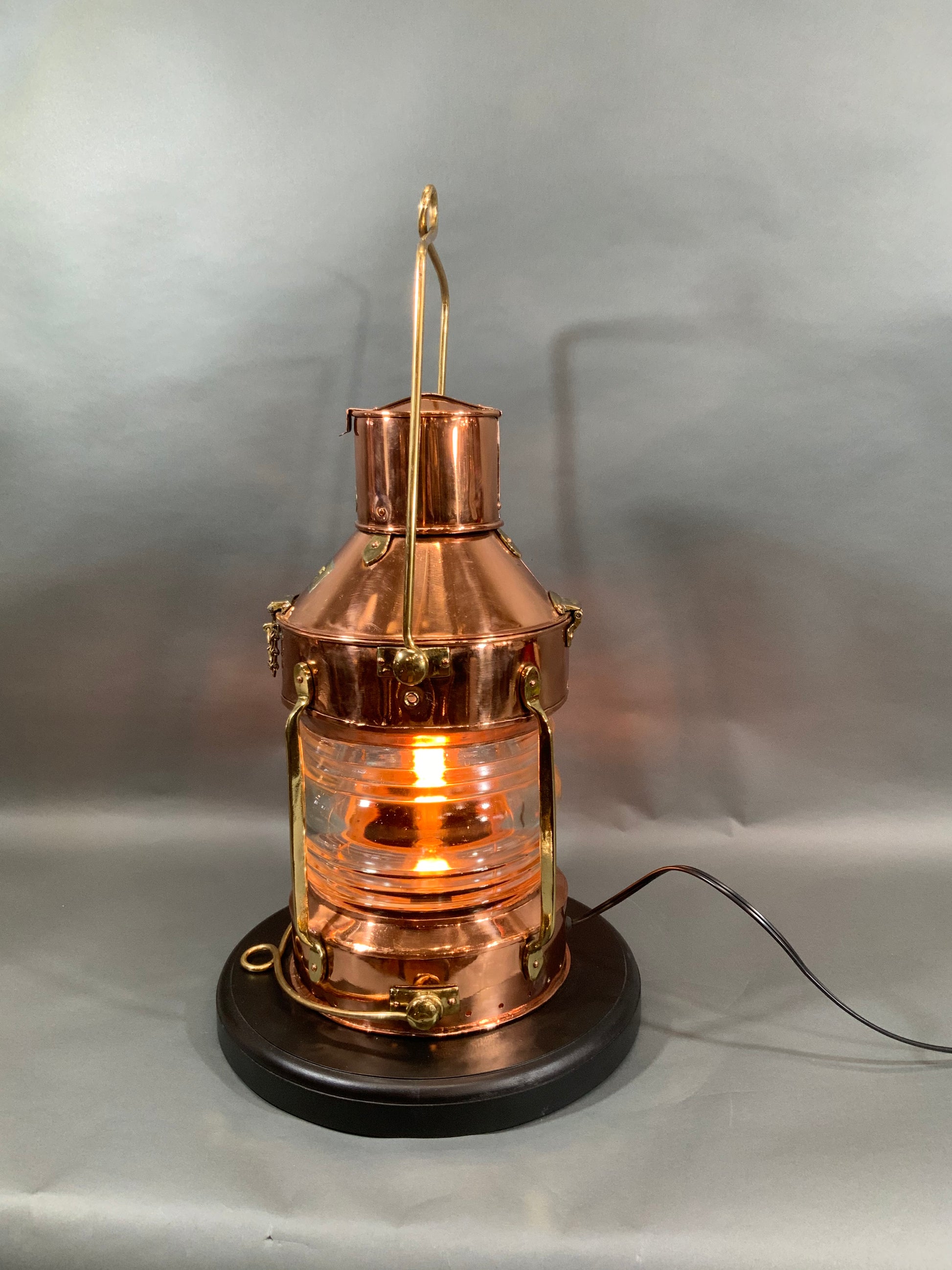 Ship's Anchor Lantern of Copper and Brass with Fresnel Glass Lens by R.C. Murray - Lannan Gallery
