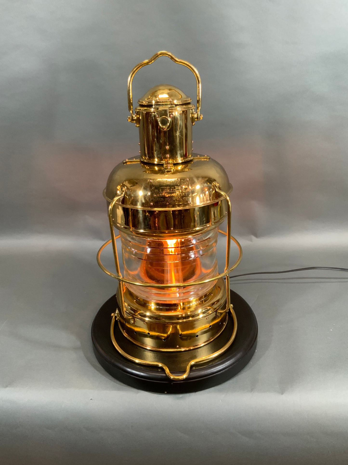 1958 Brass "Not Under Command" Ship's Anchor Lantern by Nippon Sento Co. LTD - Lannan Gallery