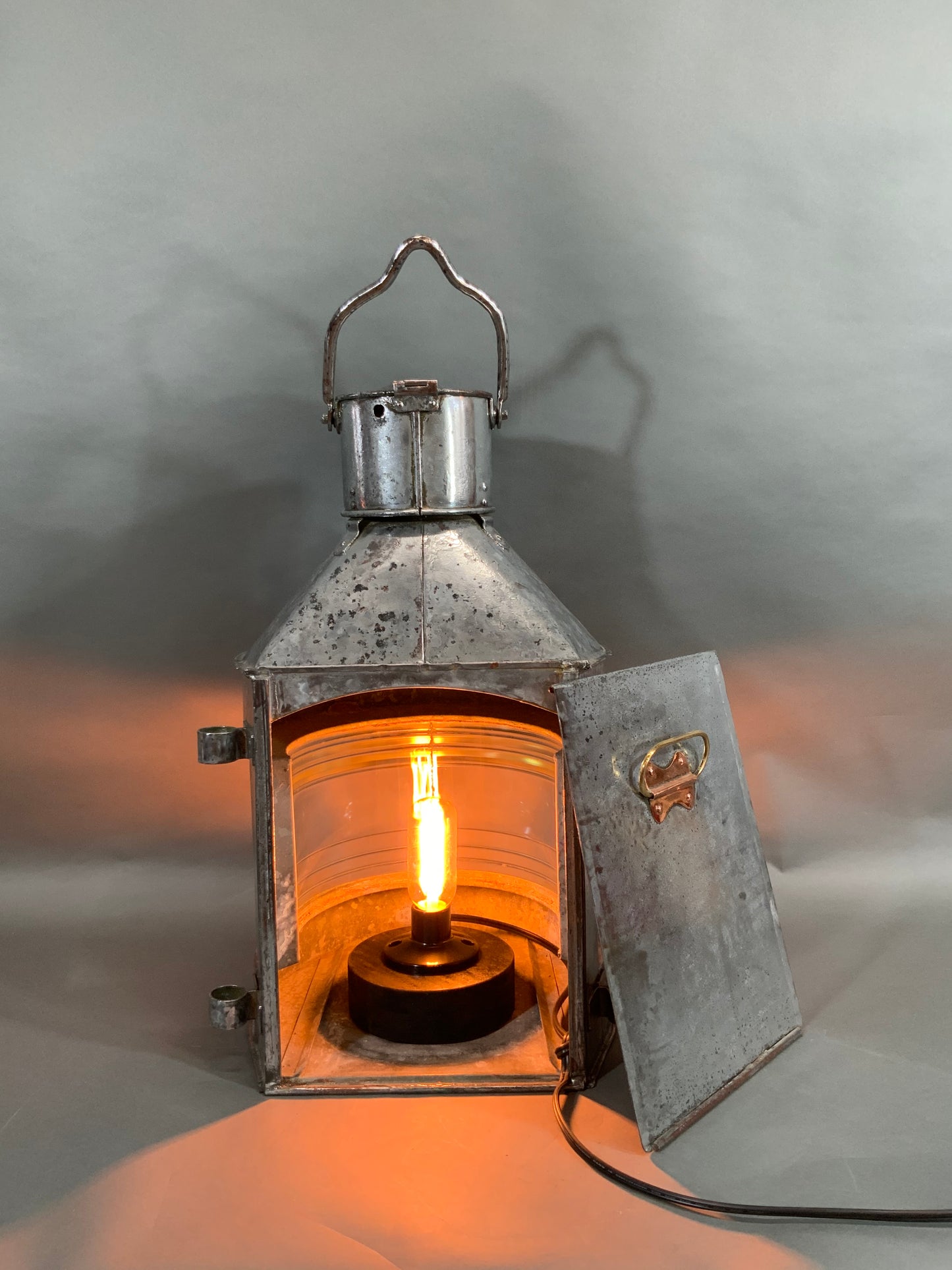 Polished Steel Ship's Masthead Lantern with Fresnel Lens by Meteorite "C20696" - Lannan Gallery
