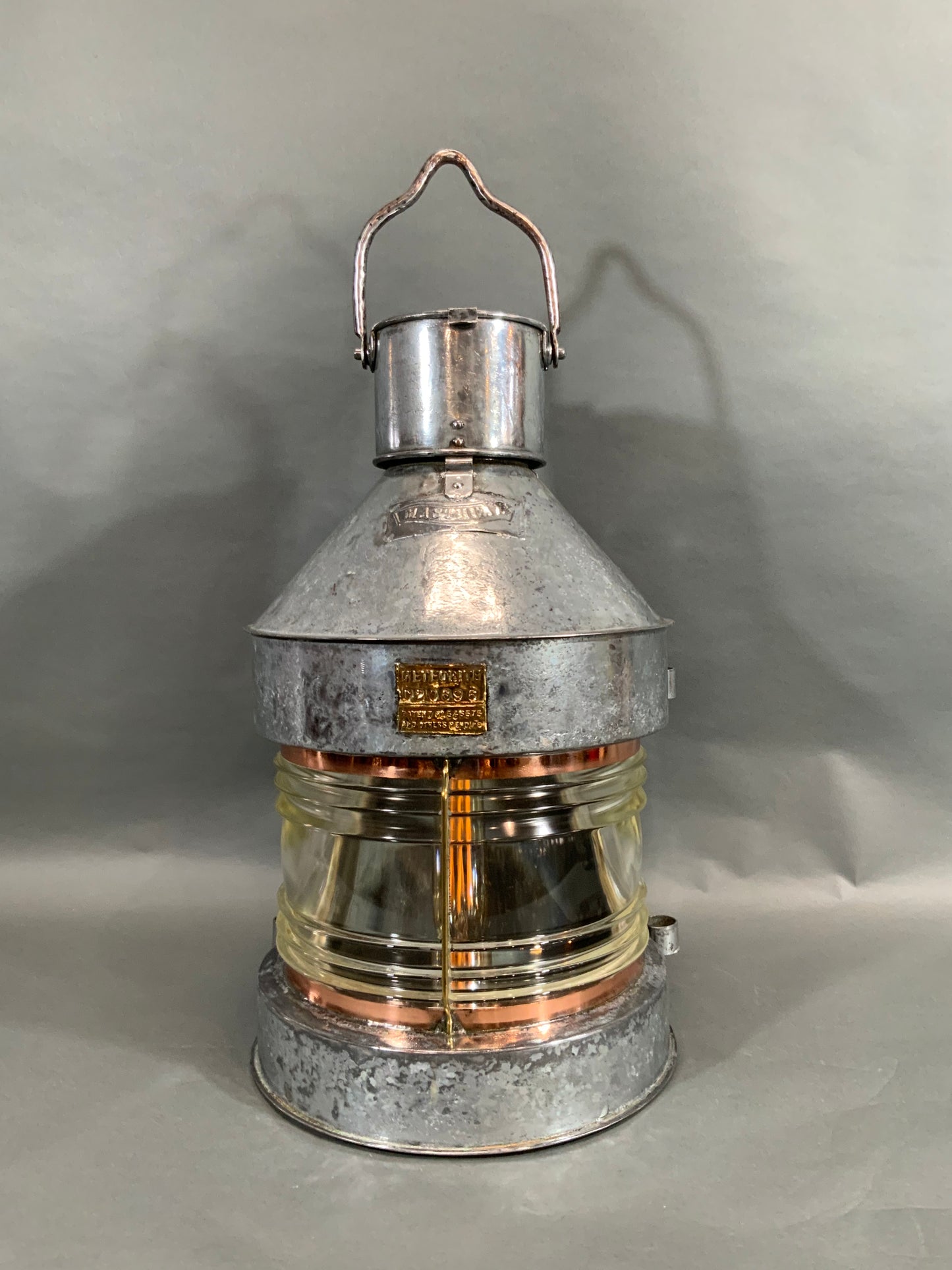 Polished Steel Ship's Masthead Lantern with Fresnel Lens by Meteorite "C20696" - Lannan Gallery