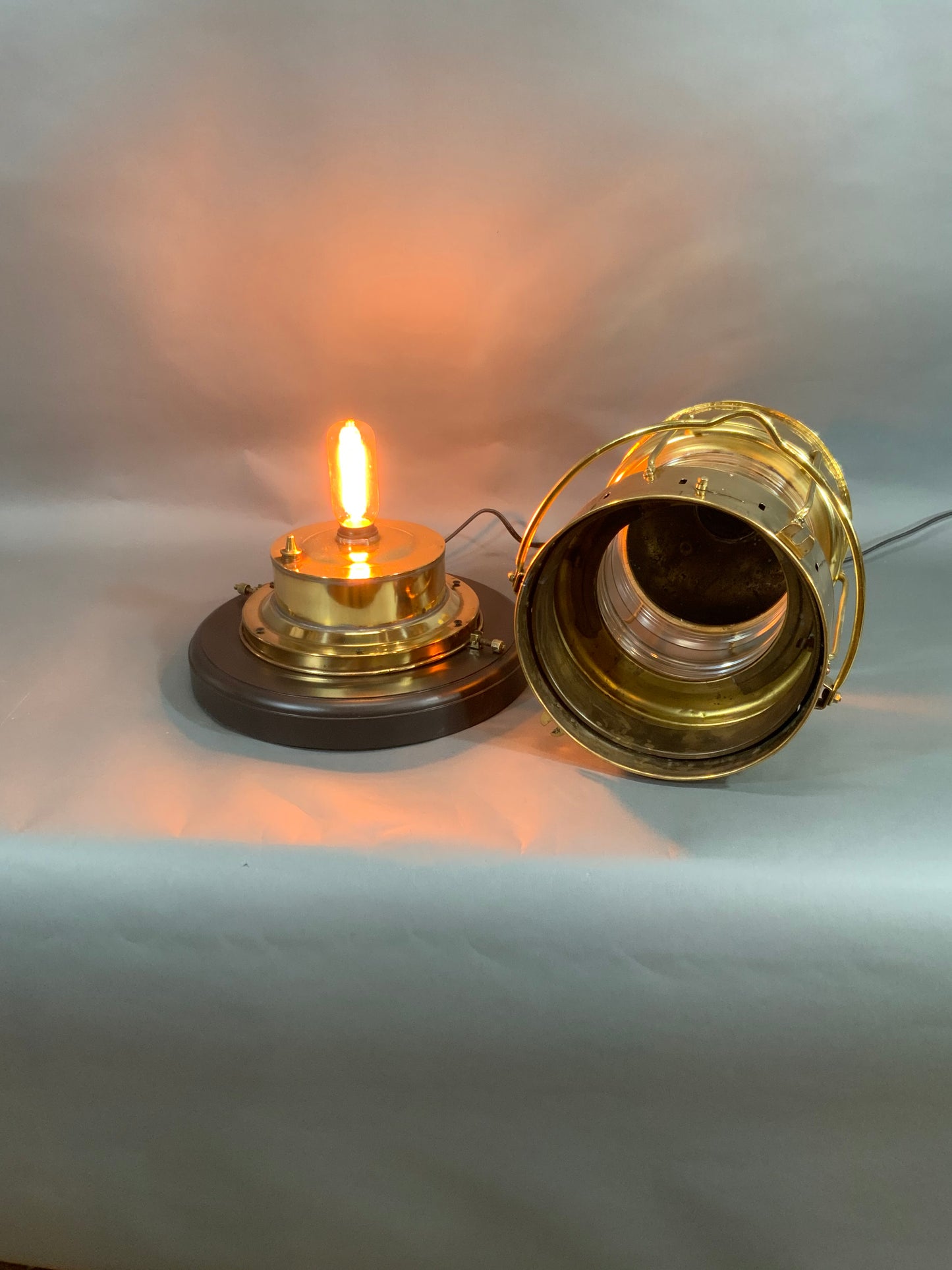 Solid Brass Ship's Anchor Lantern with Fresnel Lens by Nippon Sento Co. LTD - Lannan Gallery