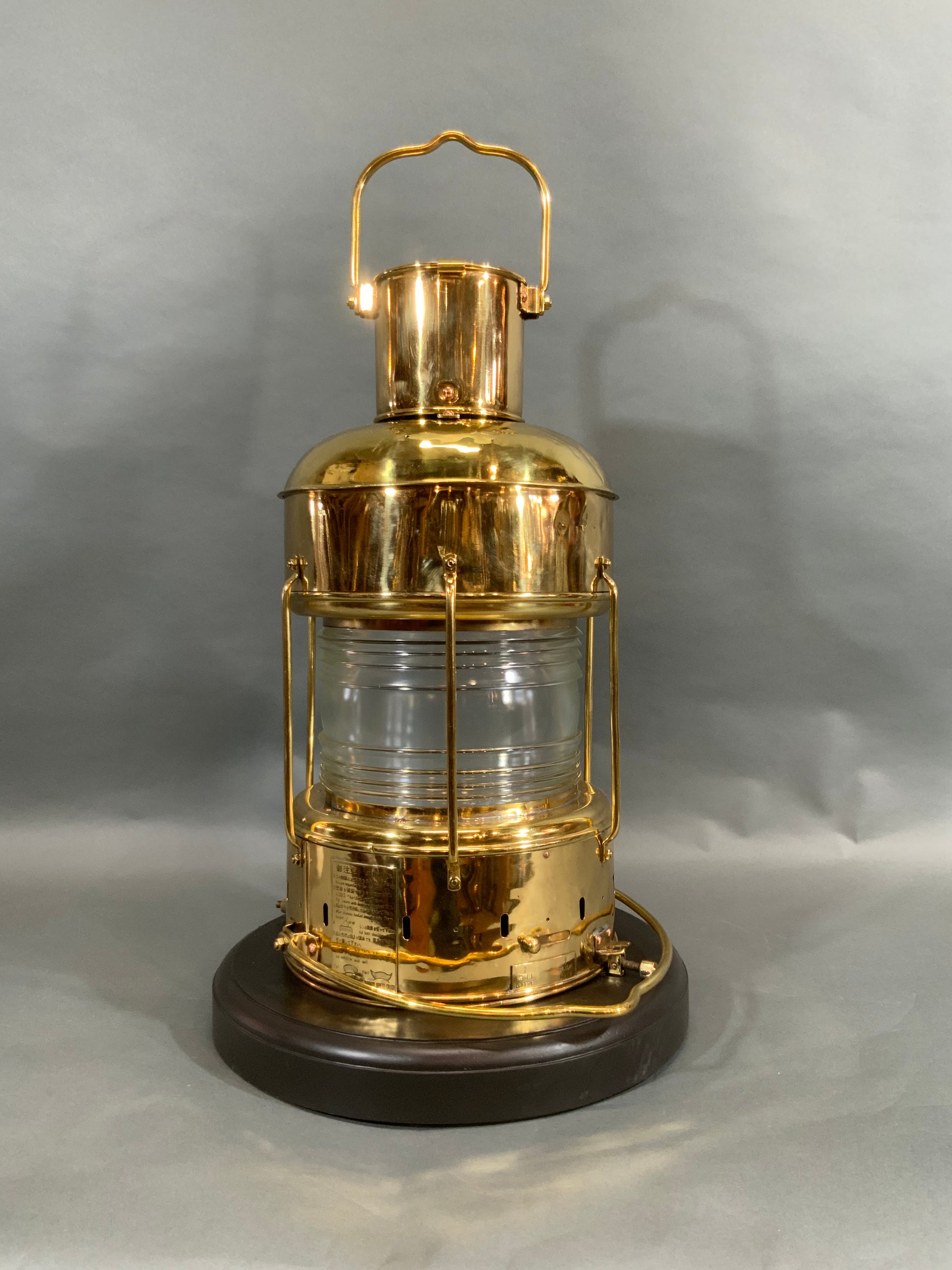 Solid Brass Ship's Anchor Lantern with Fresnel Lens by Nippon Sento Co. LTD - Lannan Gallery