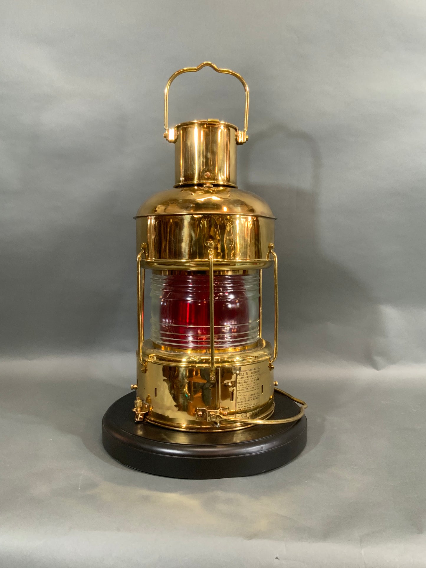 Ship's Lantern of Solid Polished Brass with Fresnel Lens by Nippon Sento Co. LTD - Lannan Gallery