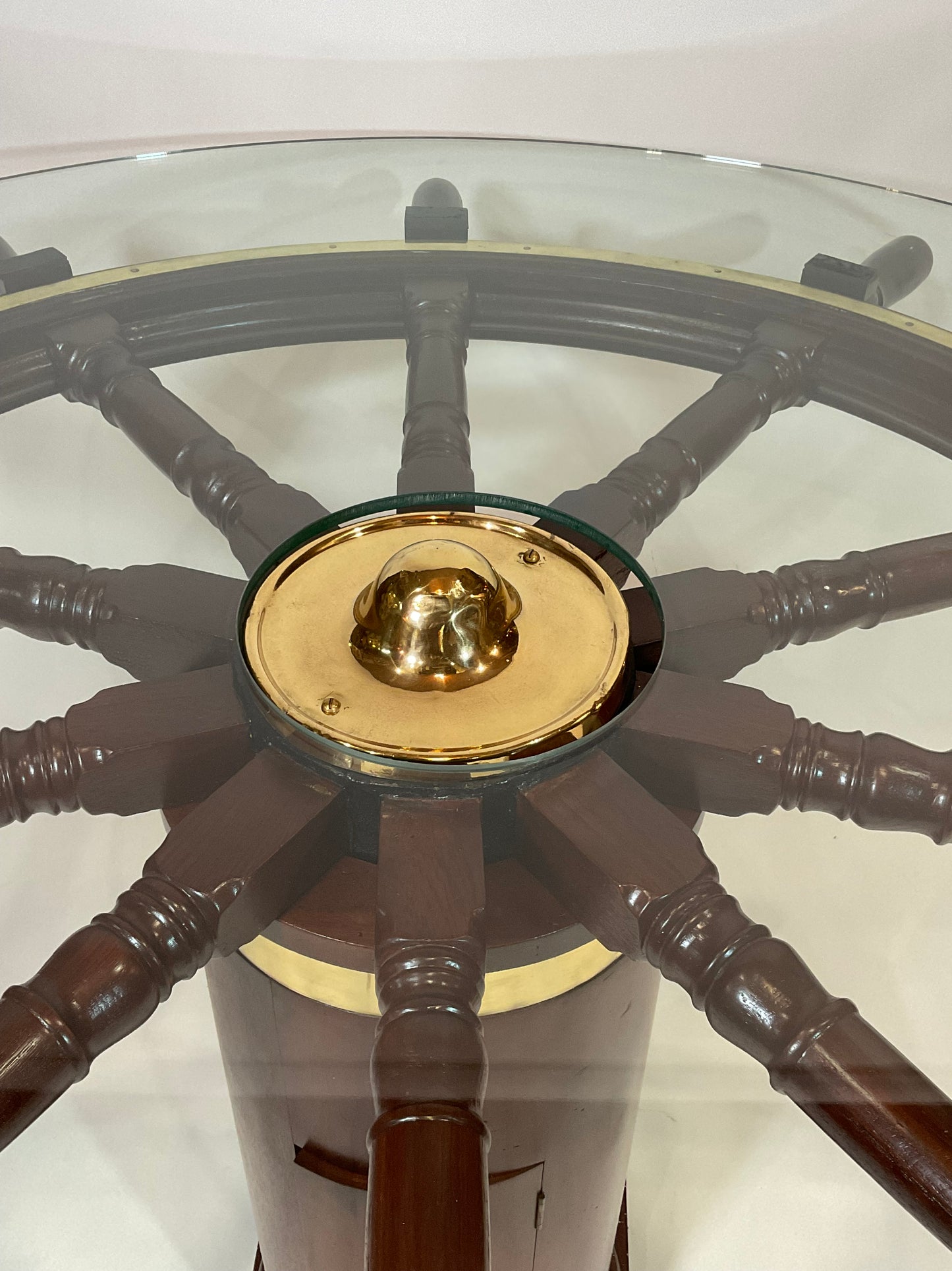 Ten Spoke Antique Ships Wheel Dining Table - Lannan Gallery