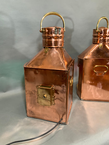 Pair of Copper Port and Starboard Ships Lanterns by Meteorite- "25029" & "19203" - Lannan Gallery