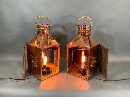 Pair of Copper Port and Starboard Ships Lanterns by Meteorite- "25029" & "19203" - Lannan Gallery