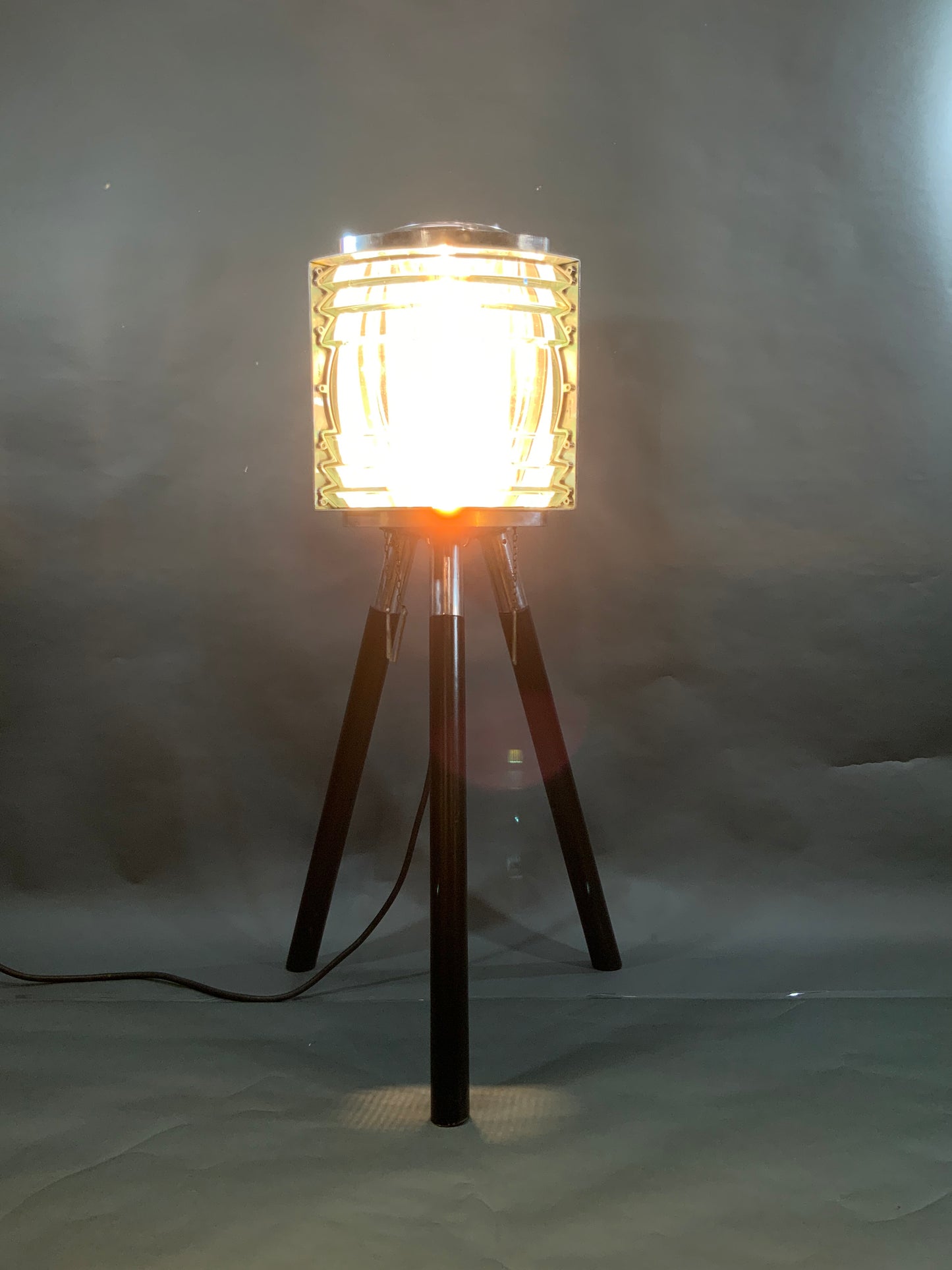 Maritime Range Light with Polished Aluminum Body on Three Legs - Lannan Gallery