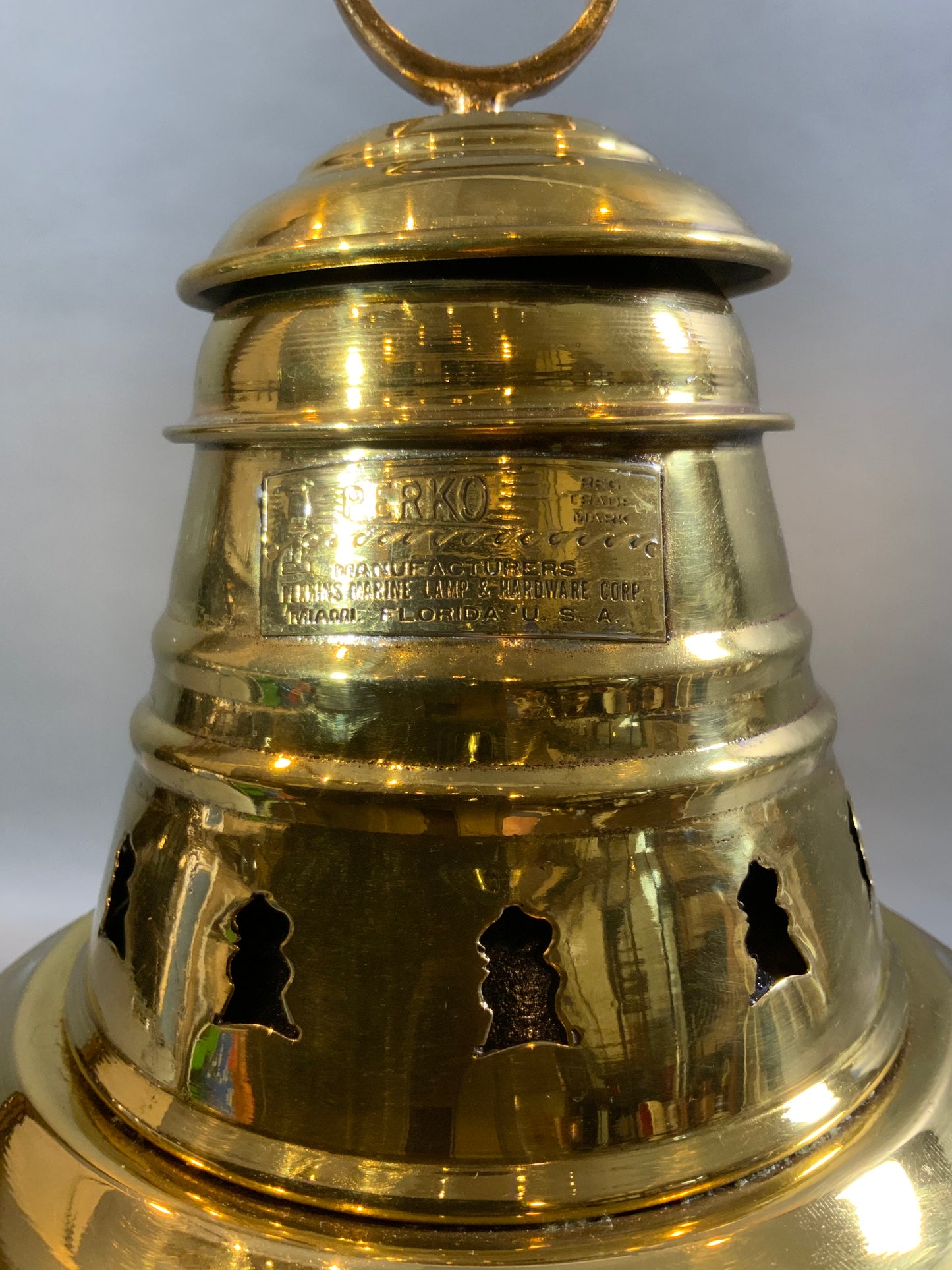 Large Solid Brass Perko Ships Anchor Lantern - Lannan Gallery