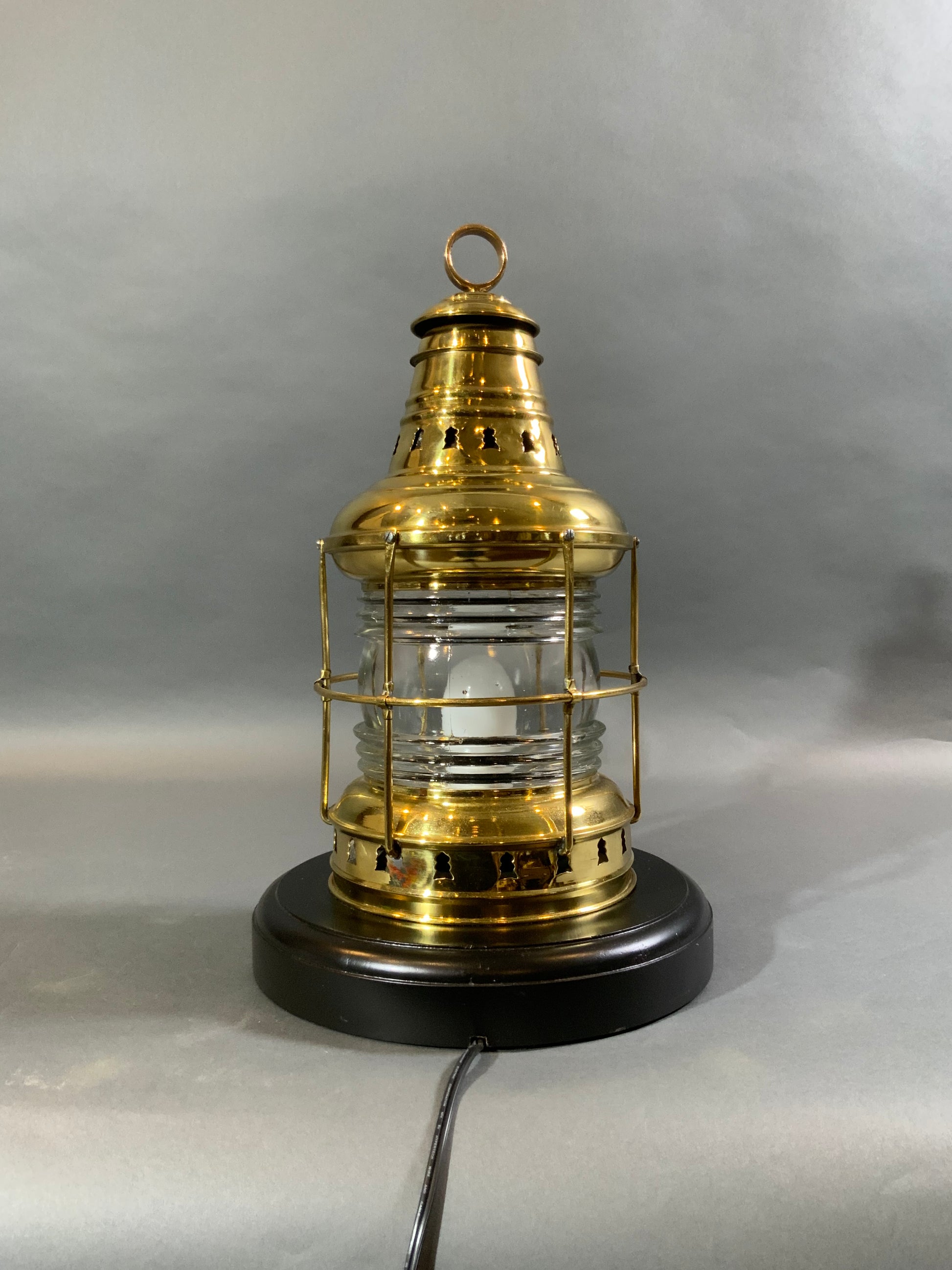 Large Solid Brass Perko Ships Anchor Lantern - Lannan Gallery