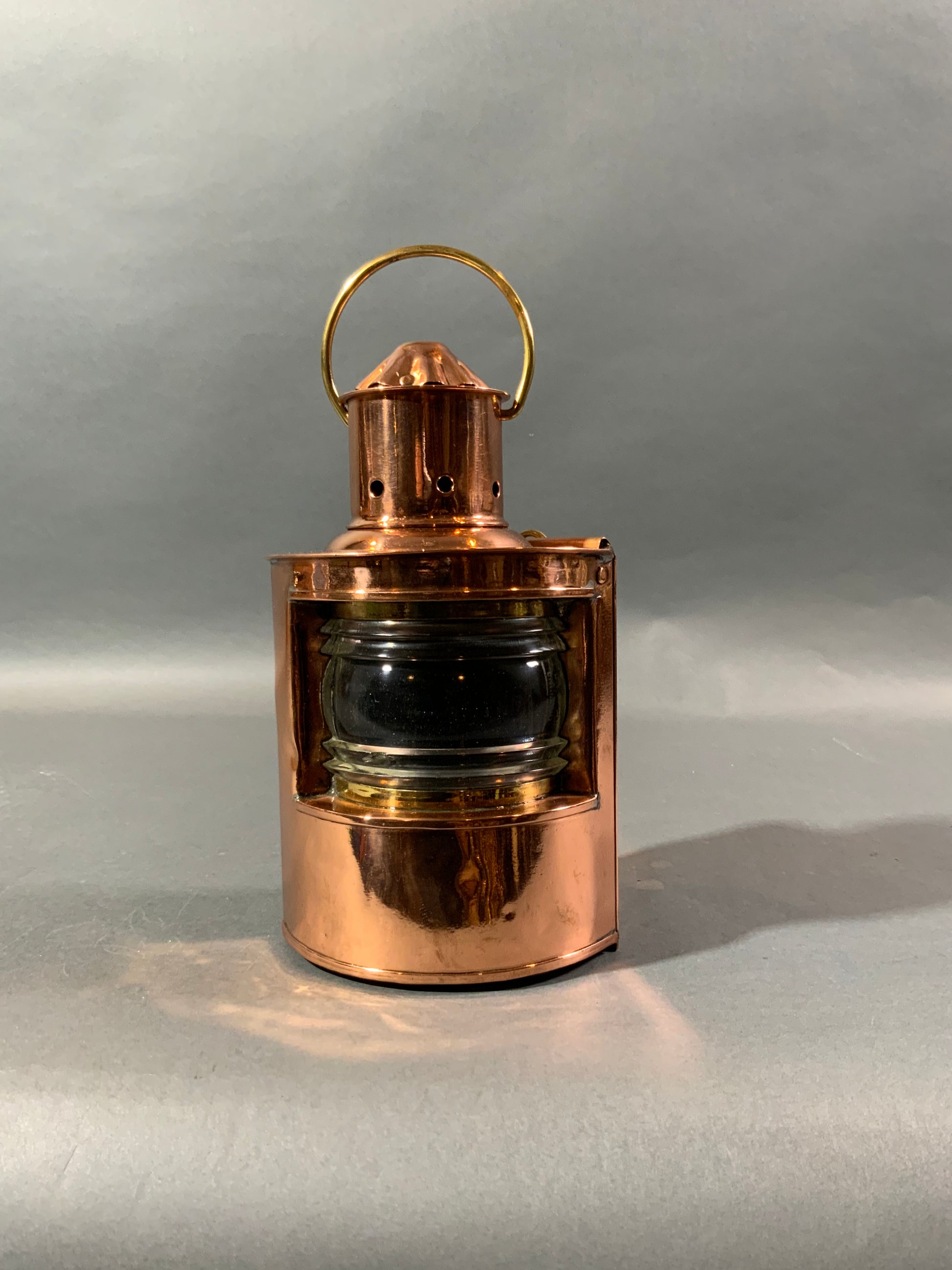 Solid Copper Ships Lantern With Fresnel Lens - Lannan Gallery