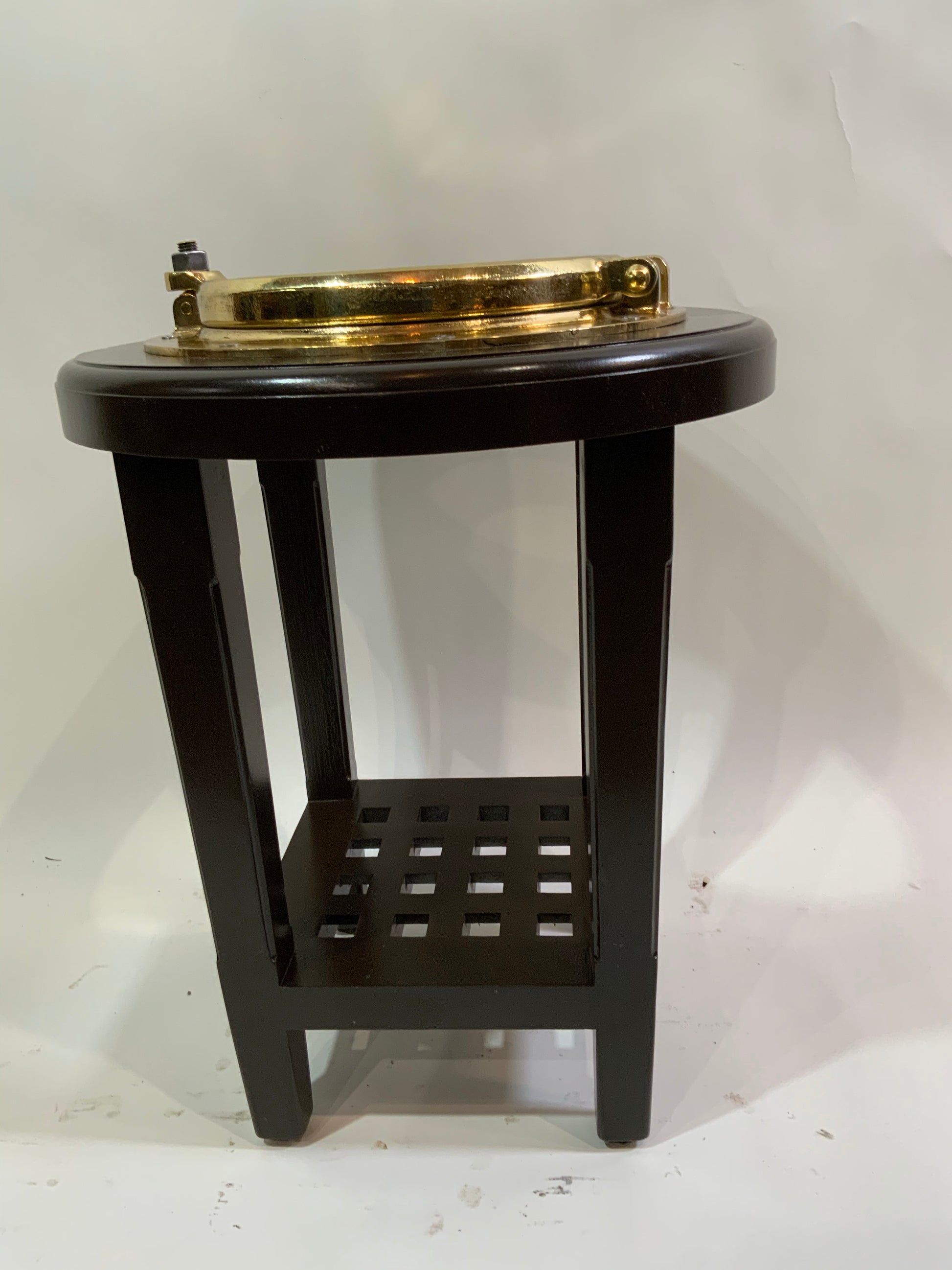 Solid Brass Ships Porthole Made Into A Table - Lannan Gallery