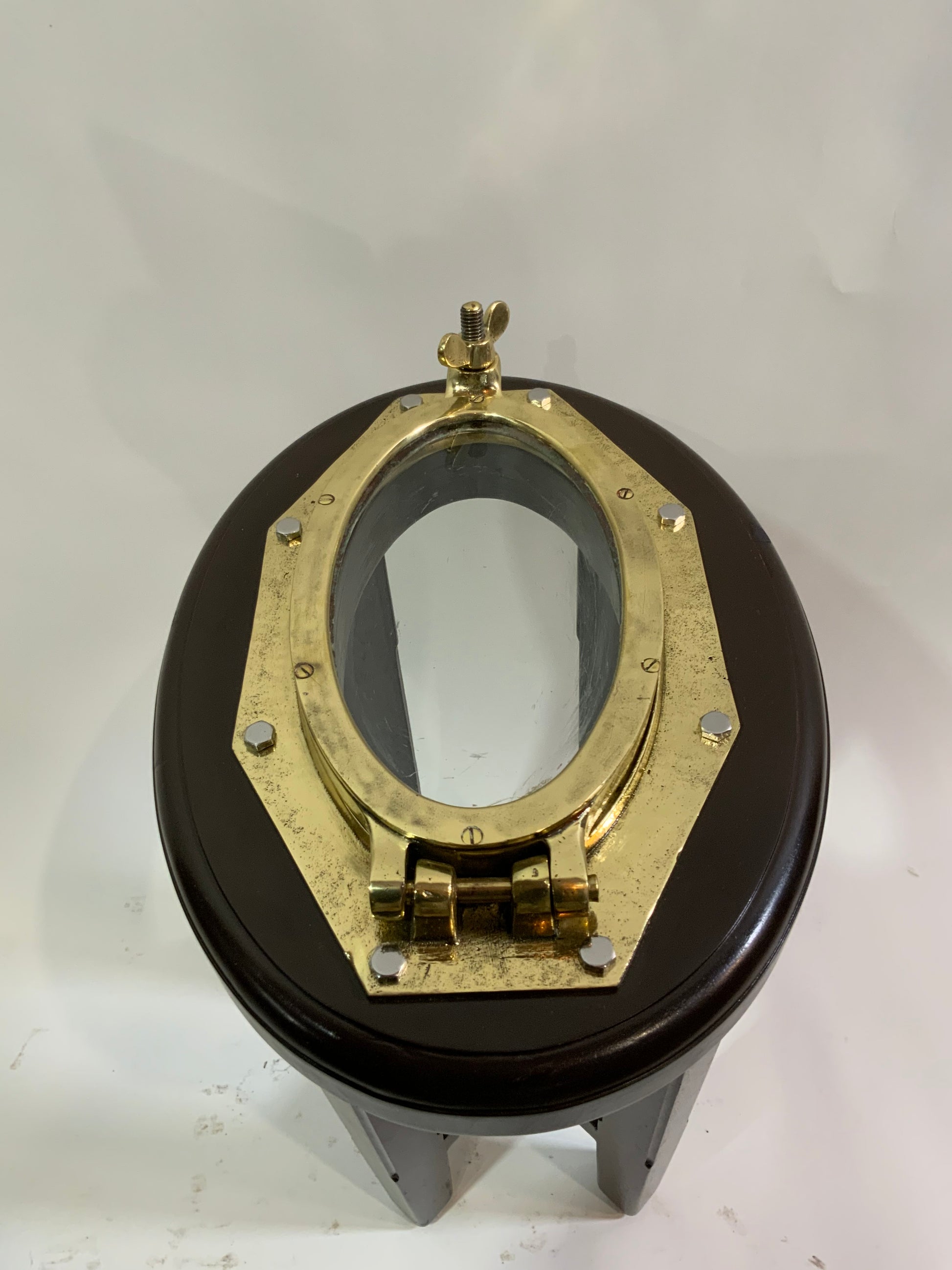 Authentic Solid Brass Boat Porthole Table - Lannan Gallery