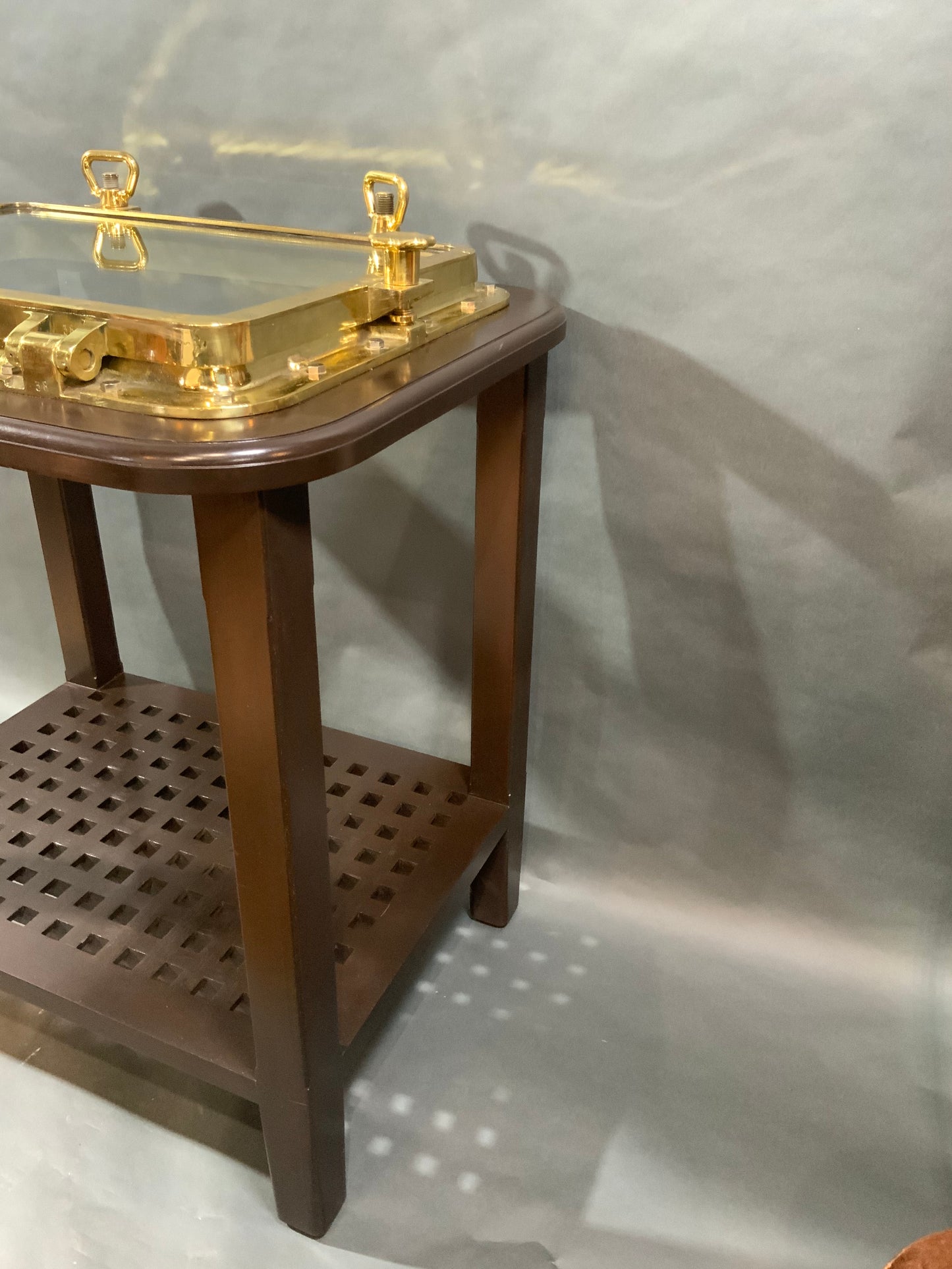 Solid Brass Ships Porthole Table, Very Large - Lannan Gallery