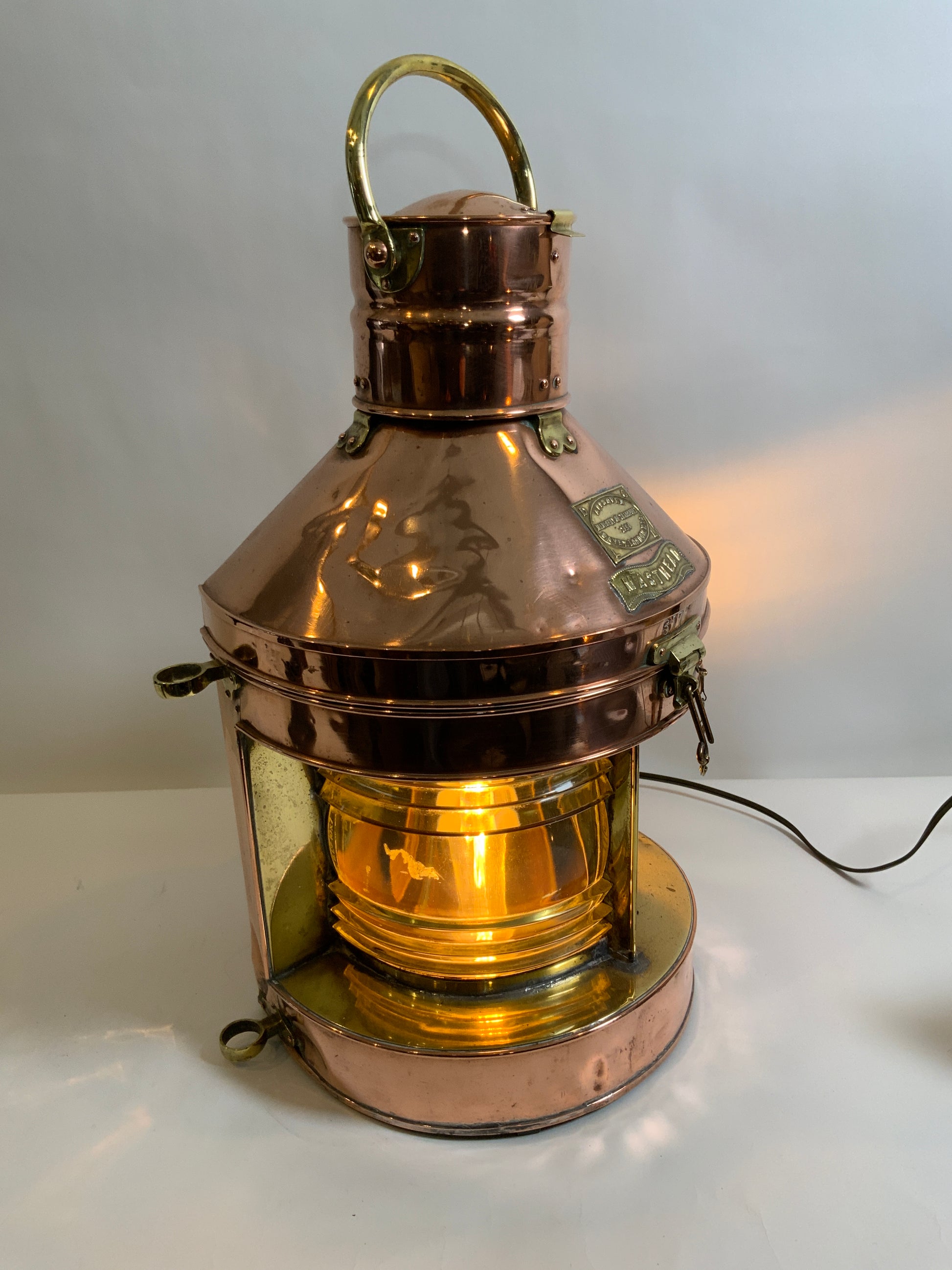 Copper and Brass Ship's Masthead Lantern by Davey of London - Lannan Gallery