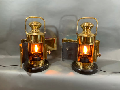 Pair of Solid Brass Ships Port and Starboard Lanterns - Lannan Gallery