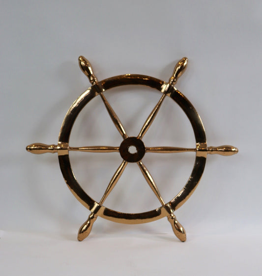 Solid Brass Six Spoke Ships Wheel - Lannan Gallery