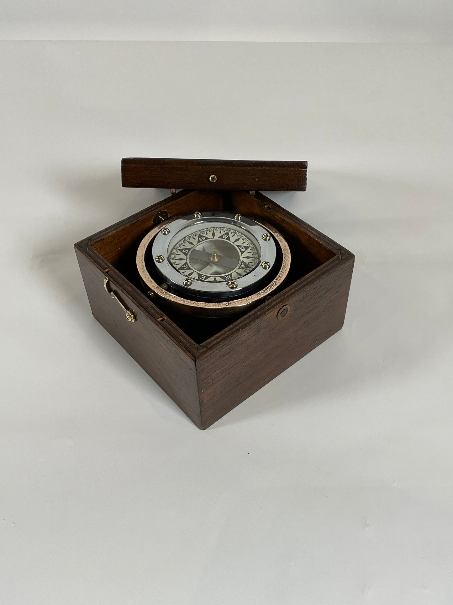 Brass Boat Compass on Gimbal Fitted to a Box - Lannan Gallery