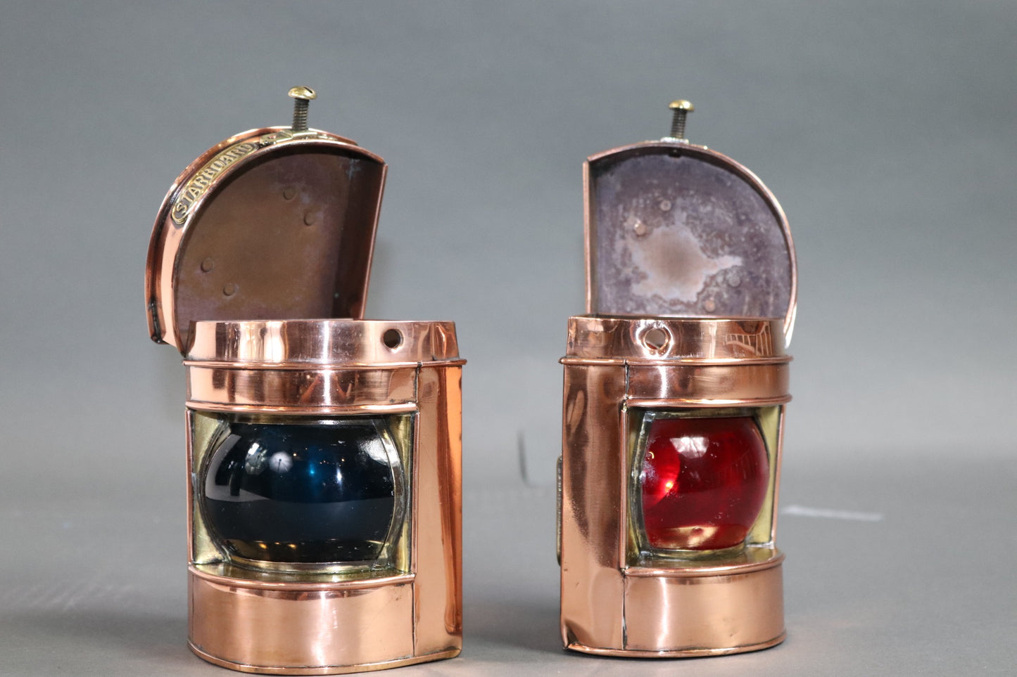 Pair of Copper Port and Starboard Lanterns - Lannan Gallery