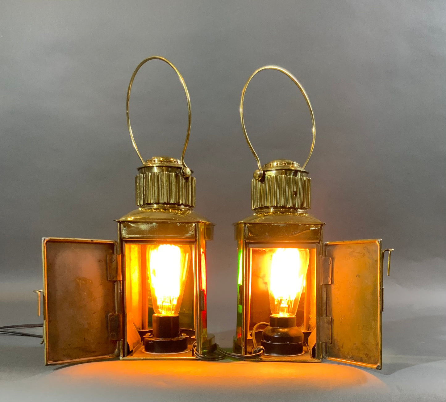 Rare Ships Port and Starboard Lanterns by George Mason of Boston - Lannan Gallery