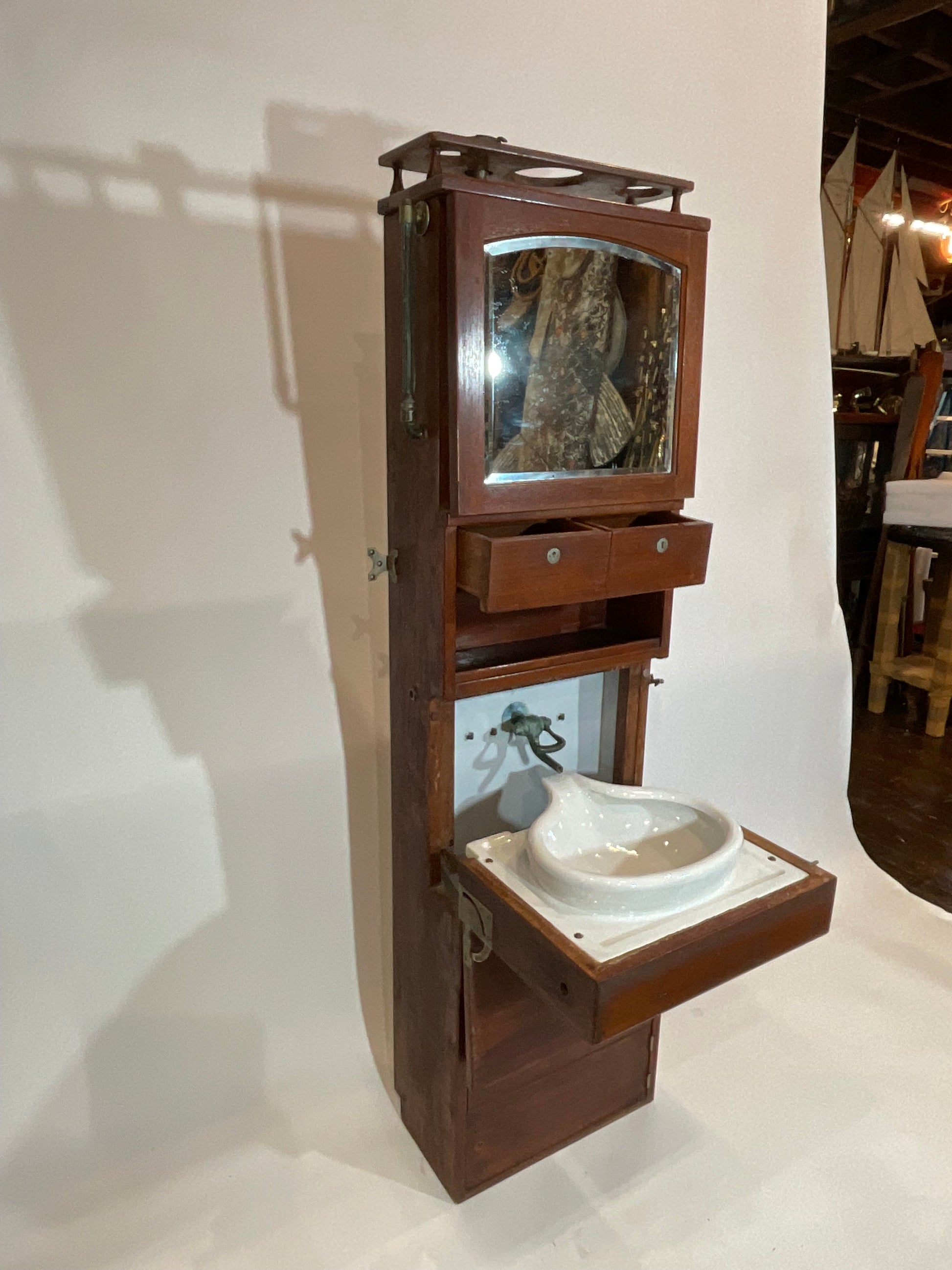 Wood Boat Sink Cabinet - Lannan Gallery