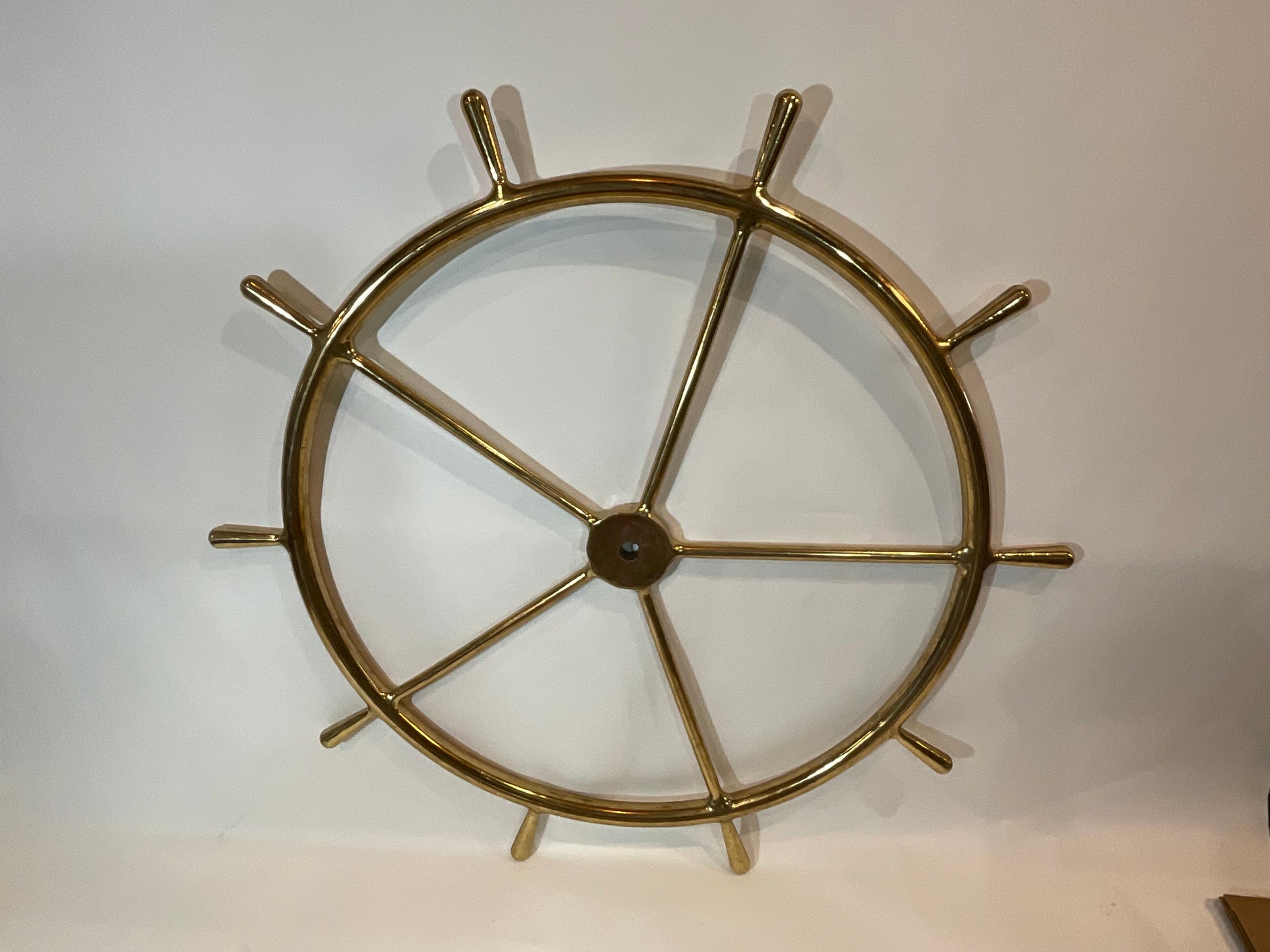 Massive Solid Brass Ships Wheel - Lannan Gallery