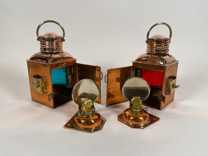 Antique Copper and Brass Ship’s Port and Starboard Lanterns - Lannan Gallery