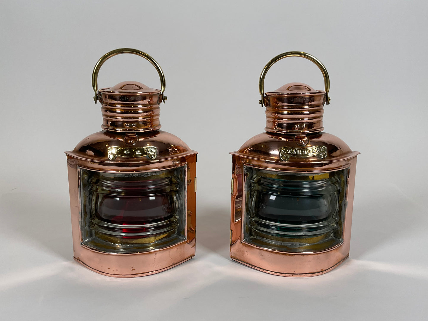 Antique Copper and Brass Ship’s Port and Starboard Lanterns - Lannan Gallery
