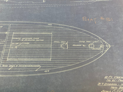 1927 Boat Blueprint by Benjamin Dobson - Lannan Gallery