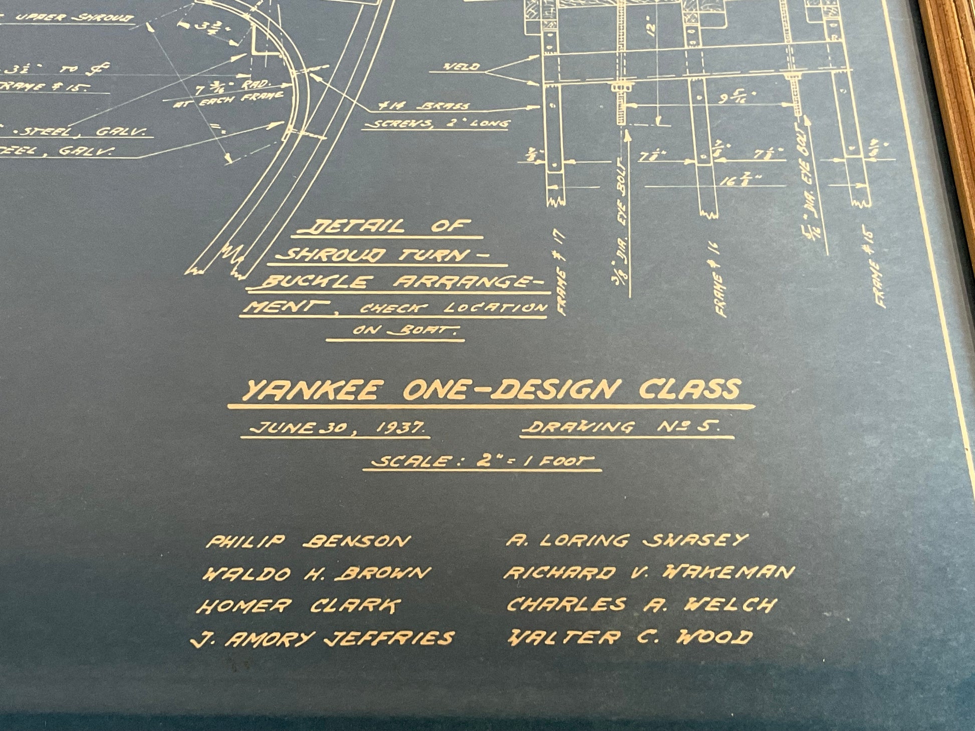 Yankee One Design Class Hull Blueprint - Lannan Gallery