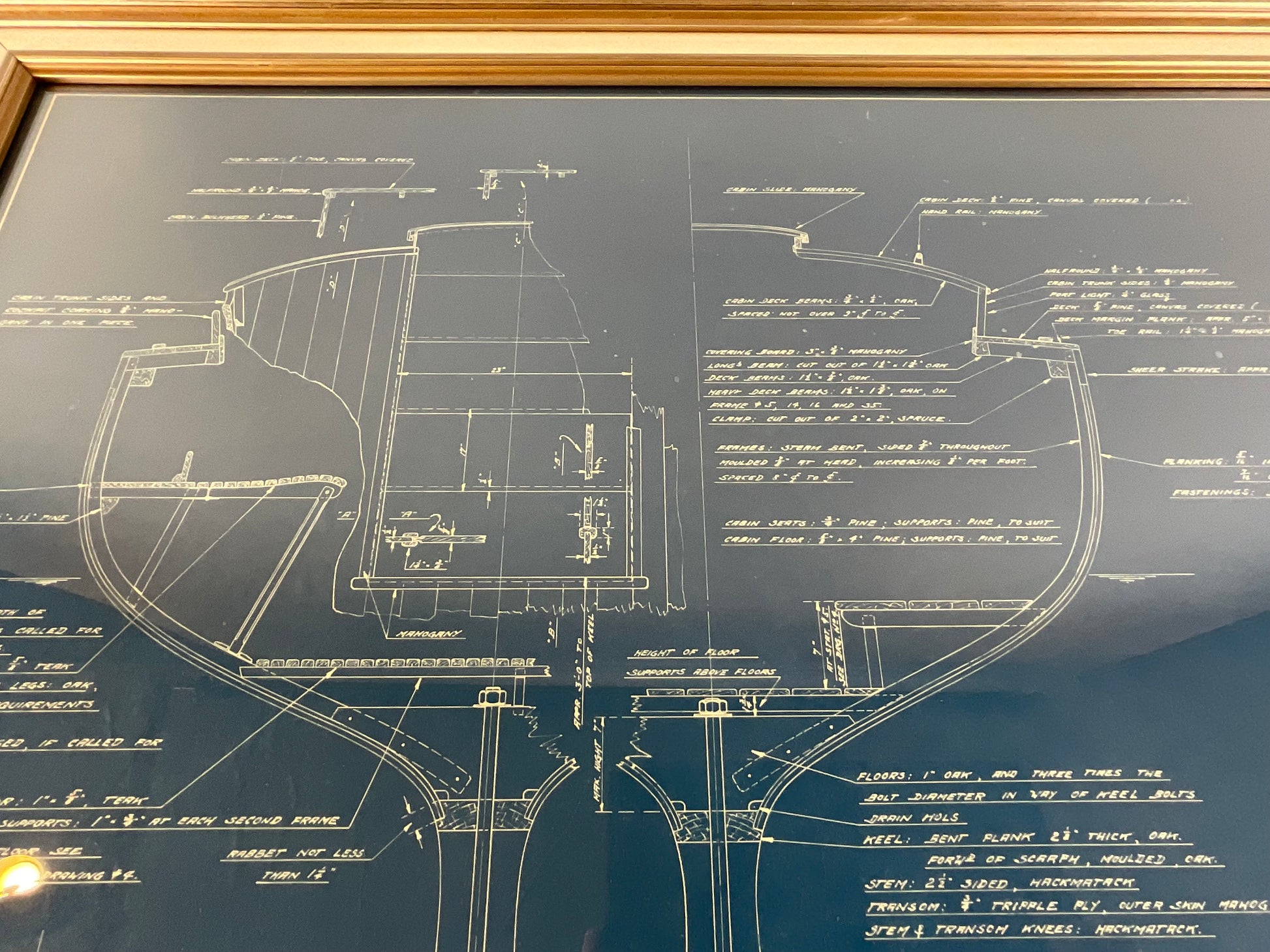 Yankee One Design Class Hull Blueprint - Lannan Gallery