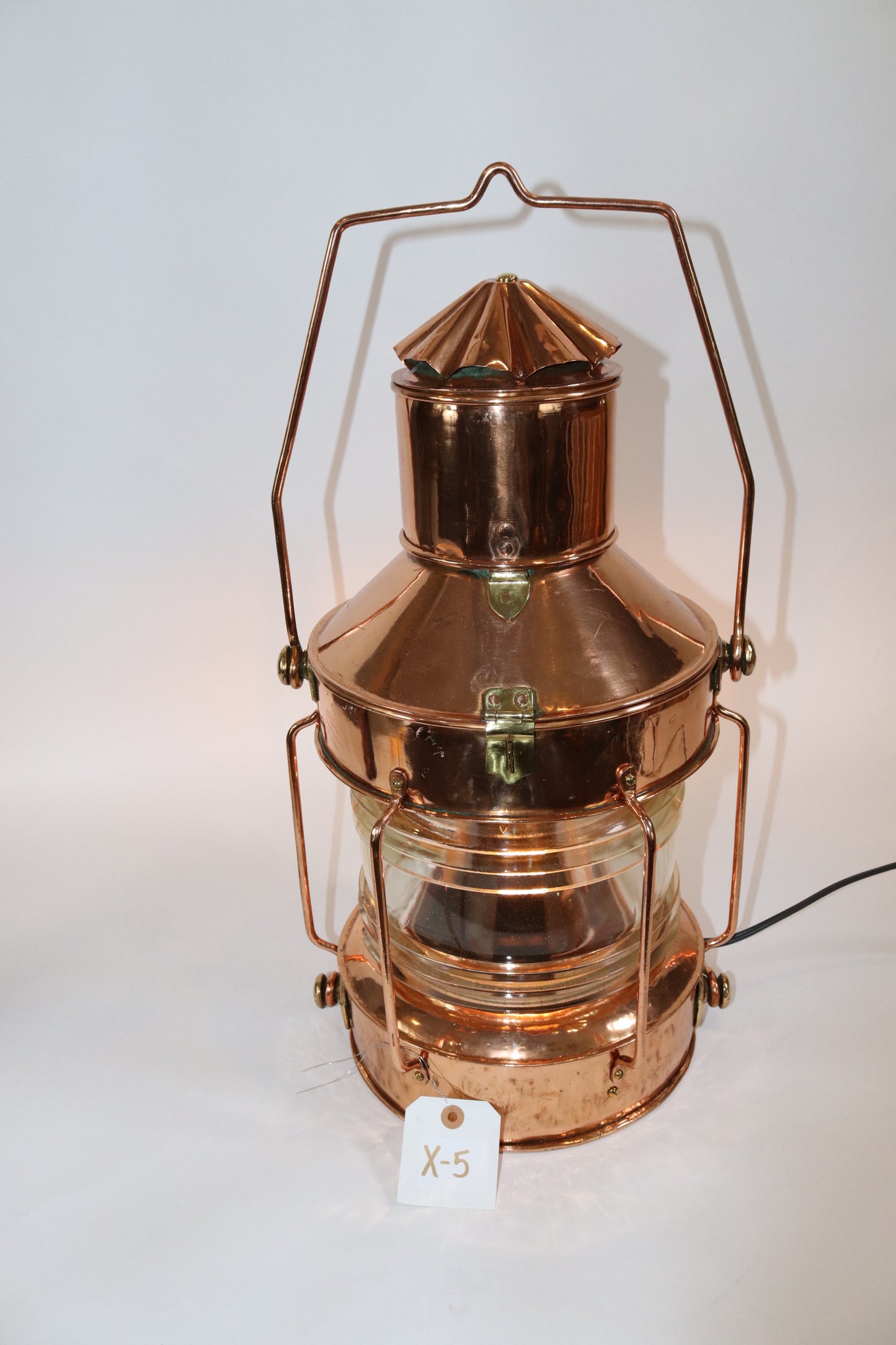 Solid Copper Ships Anchor Lantern - Lannan Gallery