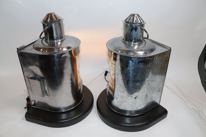 Polished Steel Ships Port and Starboard Lanterns - Lannan Gallery