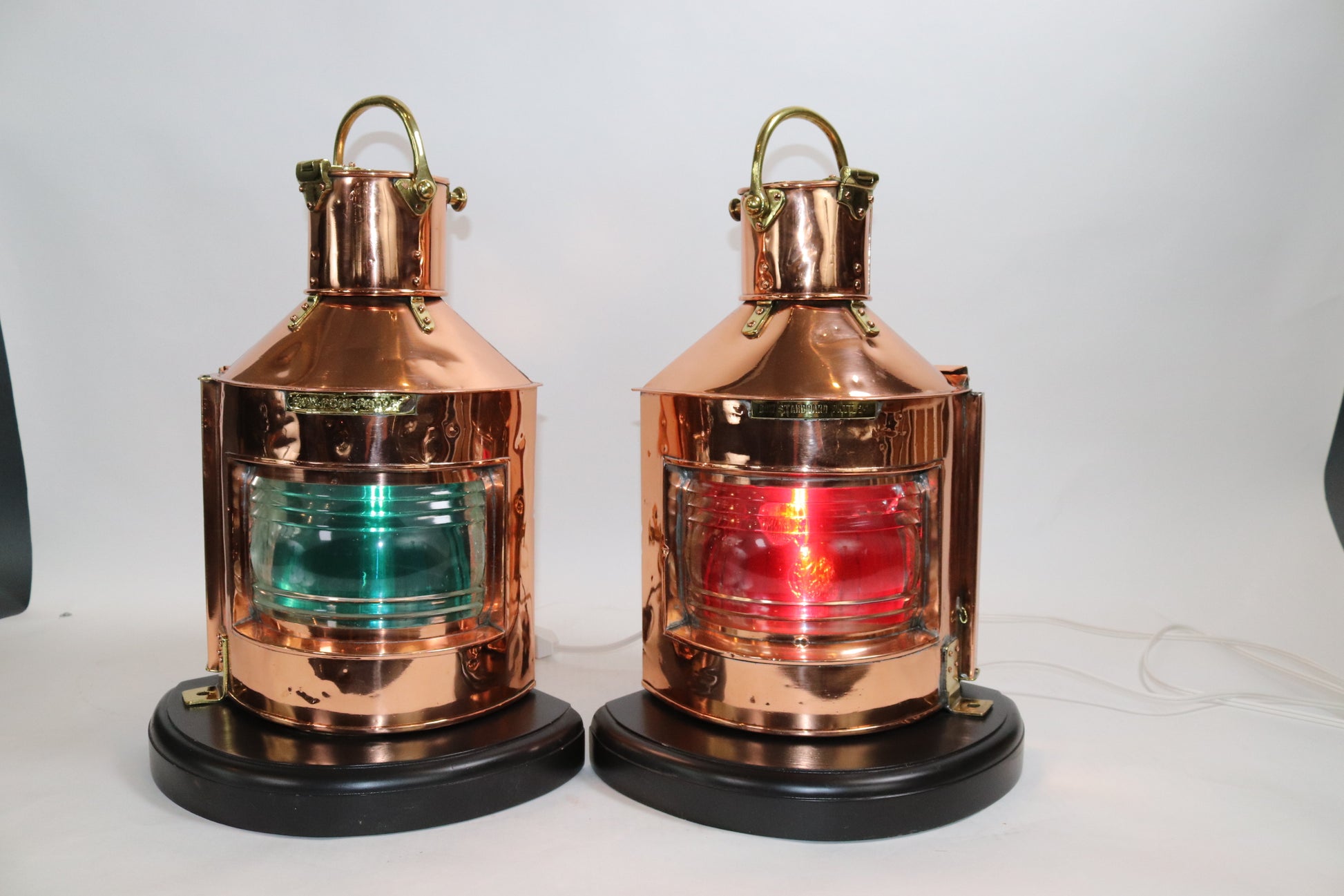 Solid Copper Port and Starboard Ship Lanterns - Lannan Gallery