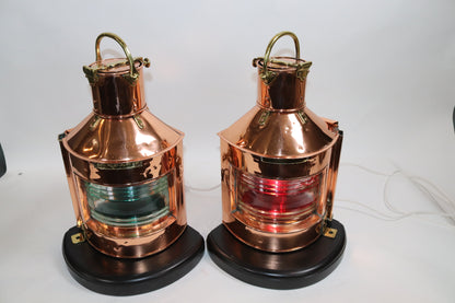 Solid Copper Port and Starboard Ship Lanterns - Lannan Gallery