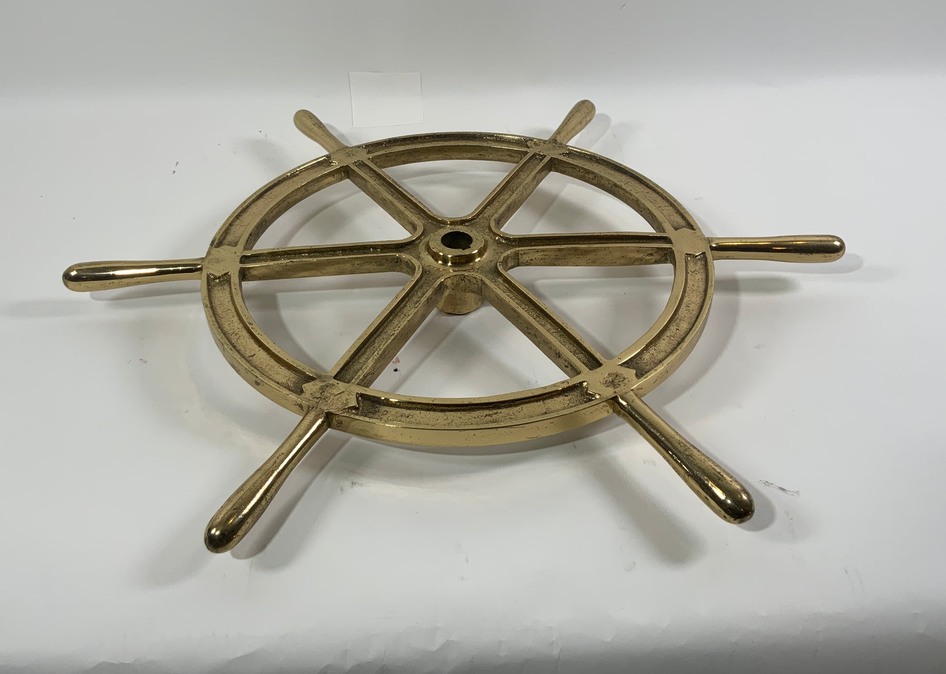 28 Inch Six Spoke Solid Brass Ships Wheel - Lannan Gallery