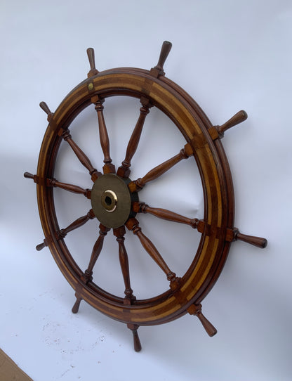 Five Foot Mahogany and Brass Ships Wheel - Lannan Gallery