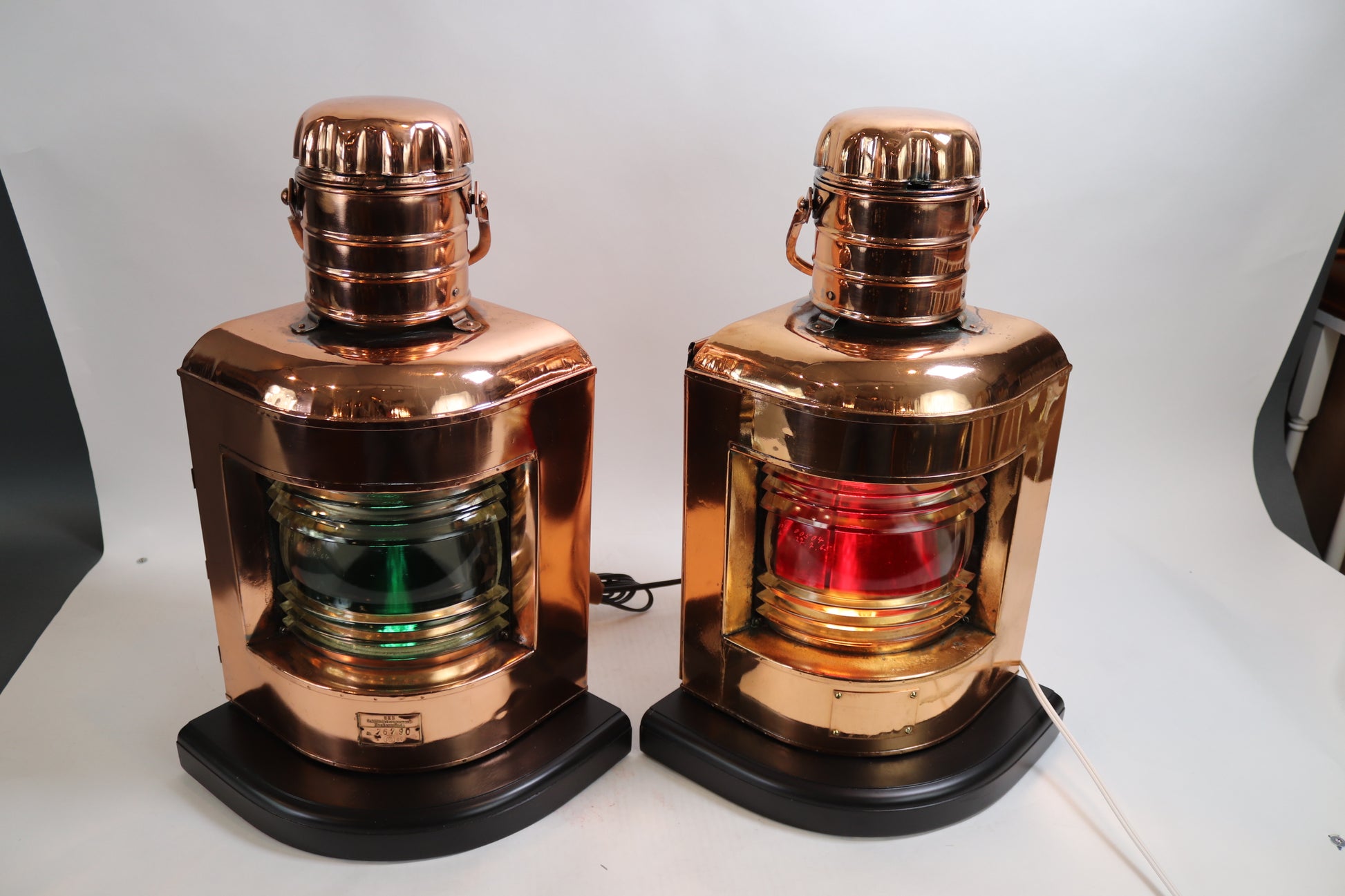 Pair of Copper Port and Starboard Ships Lantern - Lannan Gallery