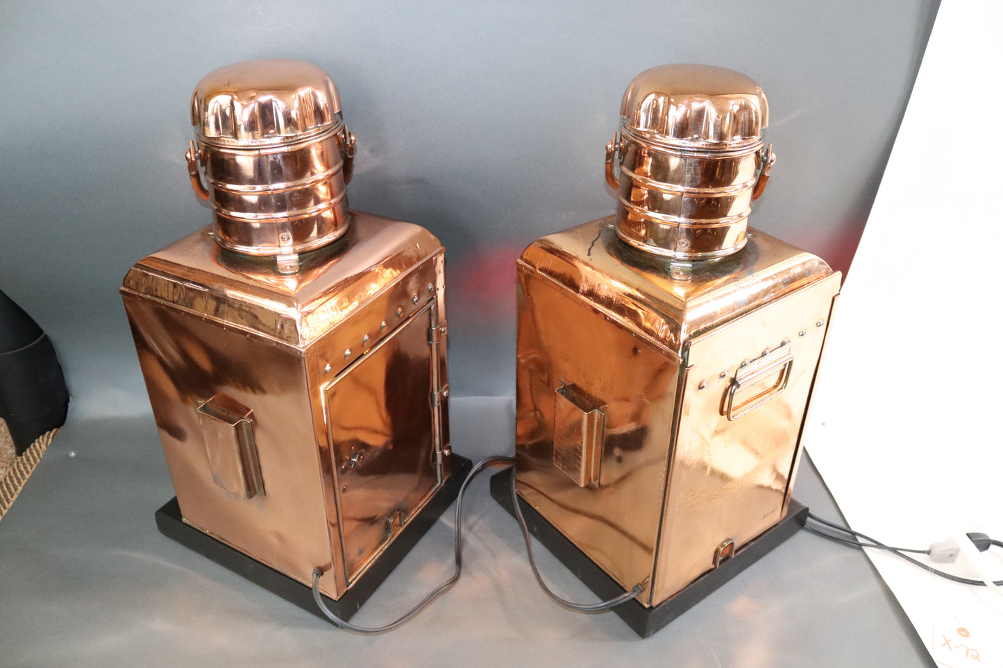 Pair of Copper Port and Starboard Ships Lantern - Lannan Gallery
